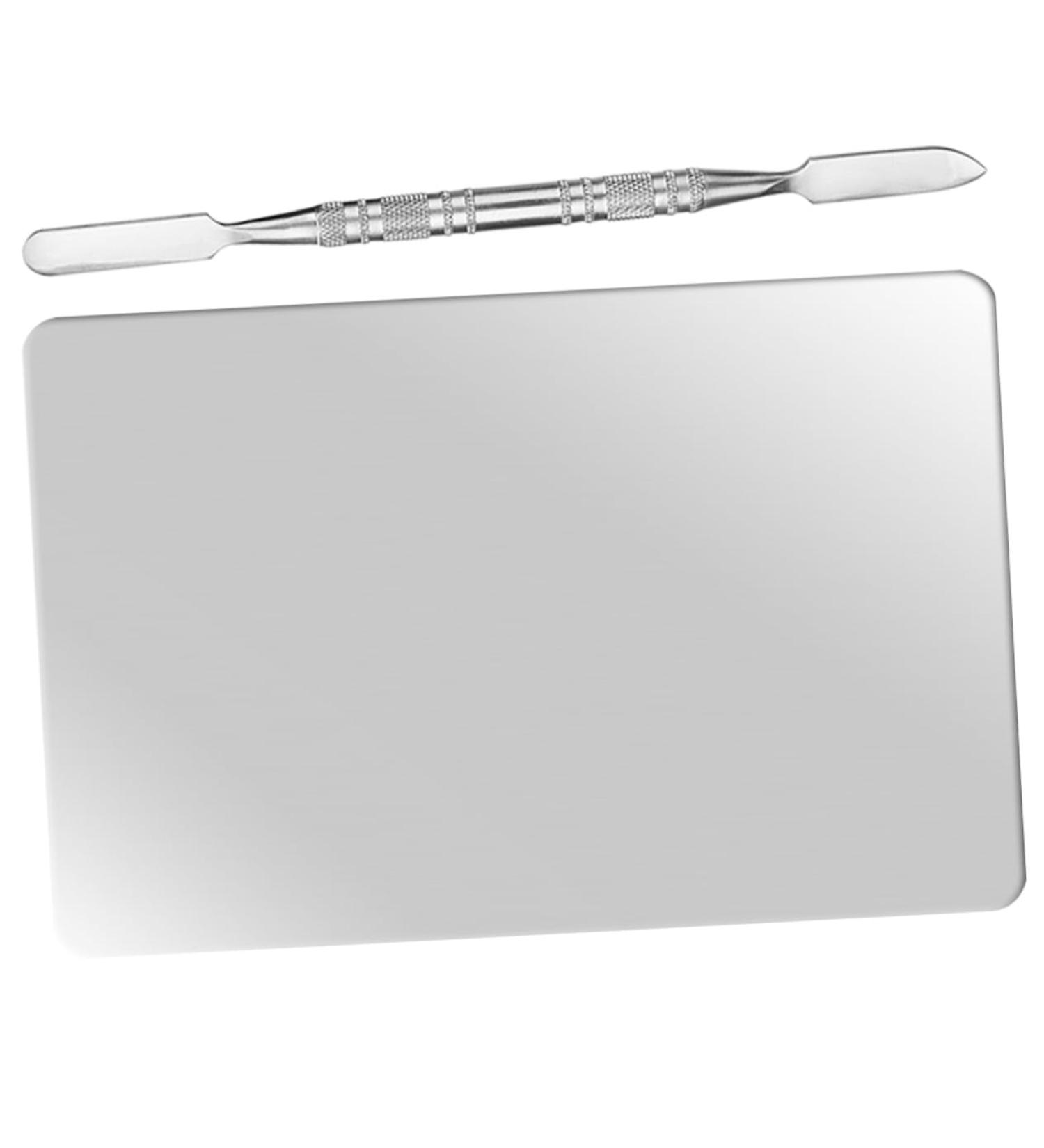 SHERCHPRY Stainless Steel Makeup Mixing Palette with Spatula Compact Durable for Foundation Nail Art Color Blending Lightweight Portable for Professional Makeup Artists - Buy Online on GoSupps.com