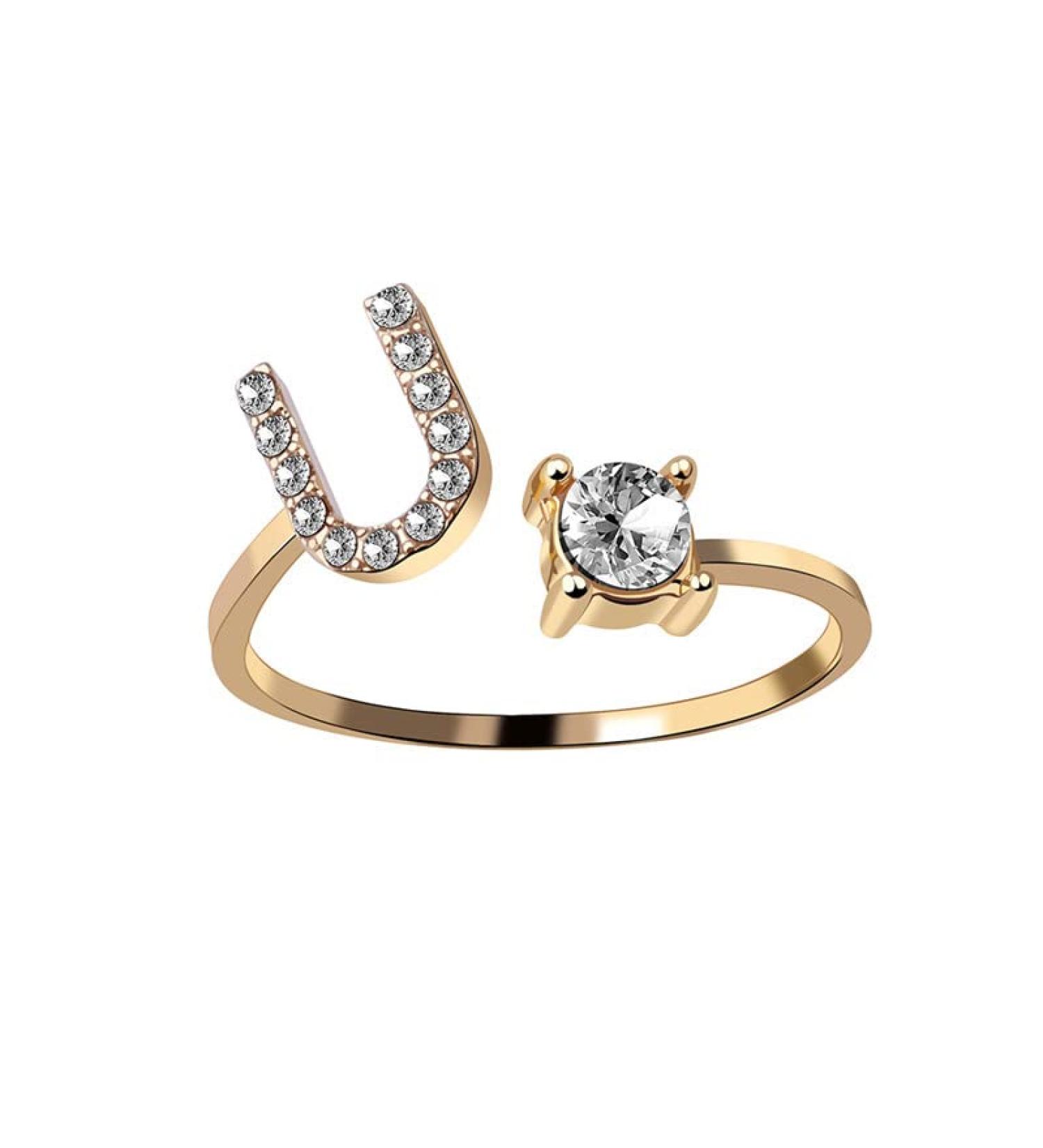 DNCG Ladies 26 English Letter Ring Ring Open Mouth Gold Ring - Buy Online on GoSupps.com