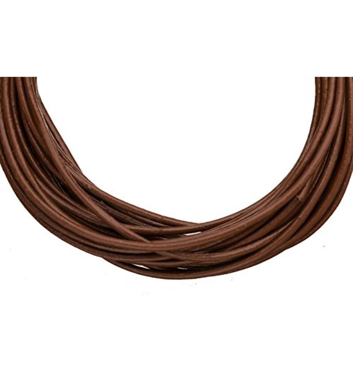 Full-Grain Leather Cord, 1.5mm Round Dark Brown 5 Yard