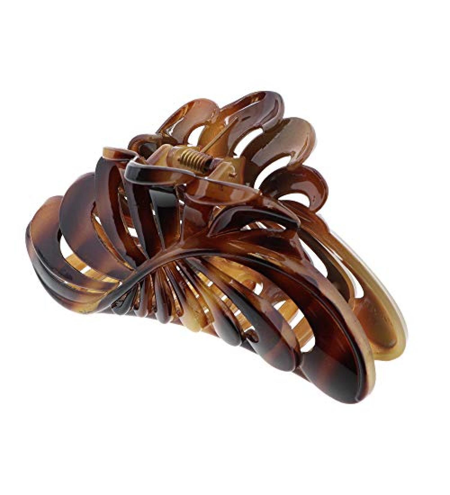Motique Accessories 5 Large Jaw Clip Hair Claw with Leaf Design in Brown - Stylish Hair Accessory - Buy Online on GoSupps.com