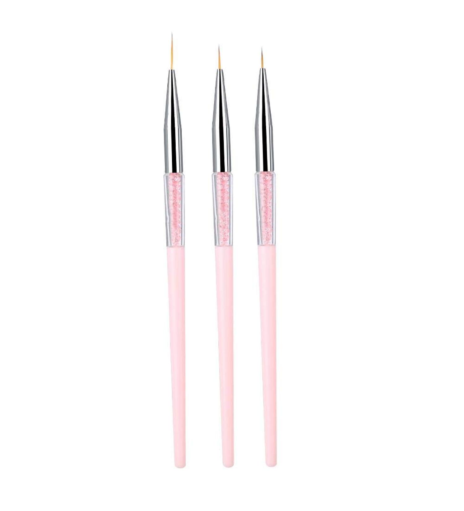 3pcs Nail Art Dotting Liner Brush Set with Rhinestone Handle - Pink Manicure Tools - Buy Online on GoSupps.com