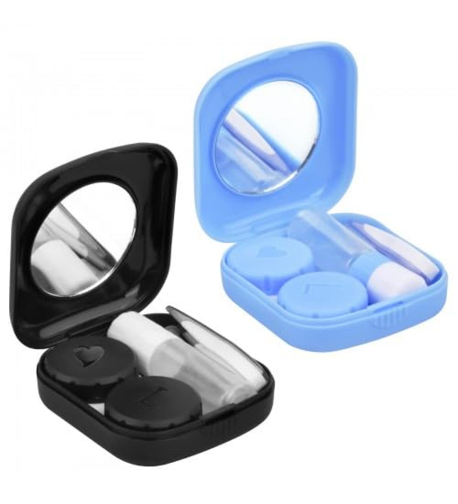 Cozlly Contact Lens Container Set - 2 Piece Travel Case & Cleaner | Portable Blue & Black Lenses Storage - Buy Online on GoSupps.com