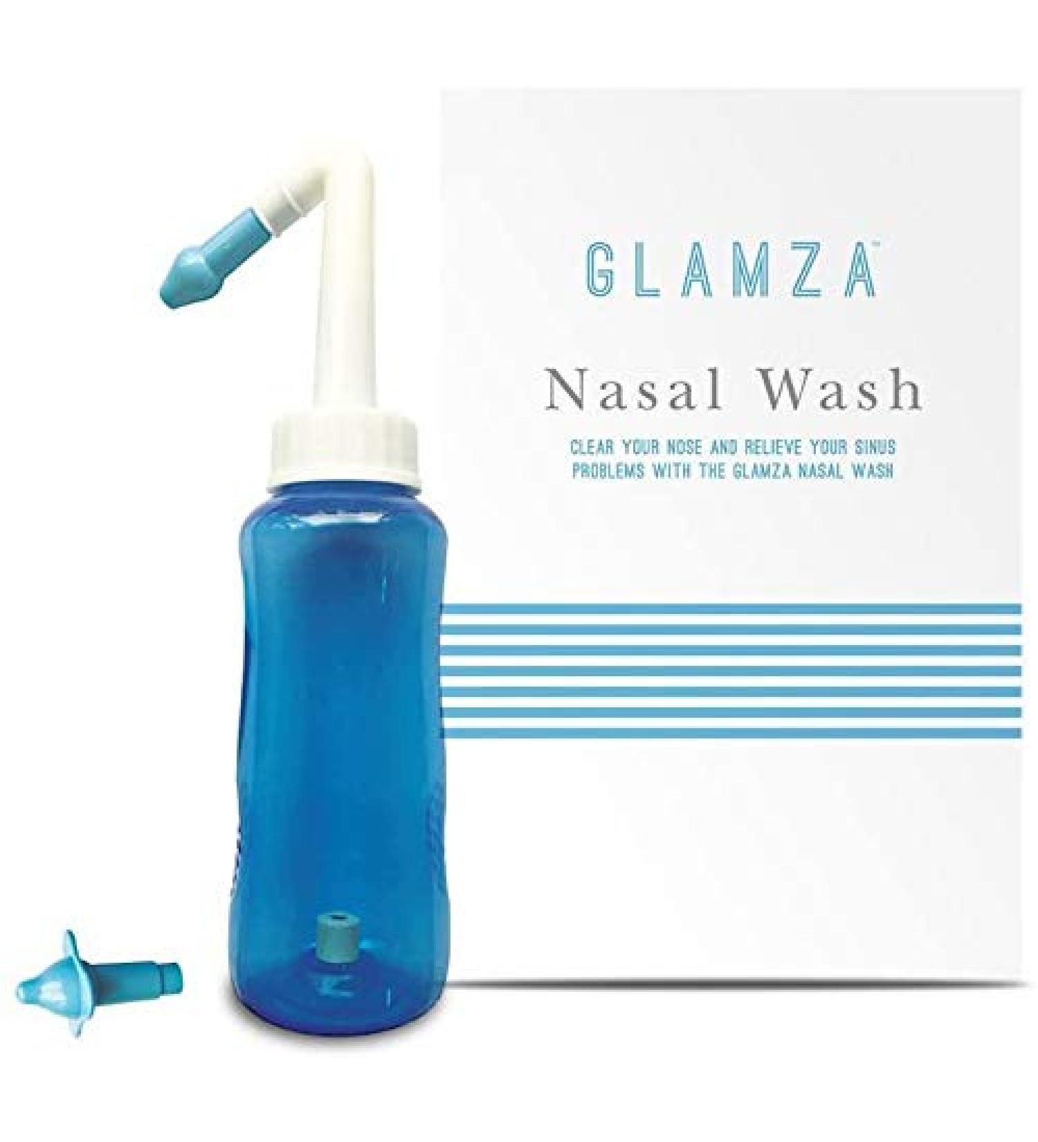 GLAMZA Neti Pot 300ml Sinus Rinse Bottle with Adult and Child Attachments - Complete Nasal Irrigation (300ml) - Buy Online on GoSupps.com