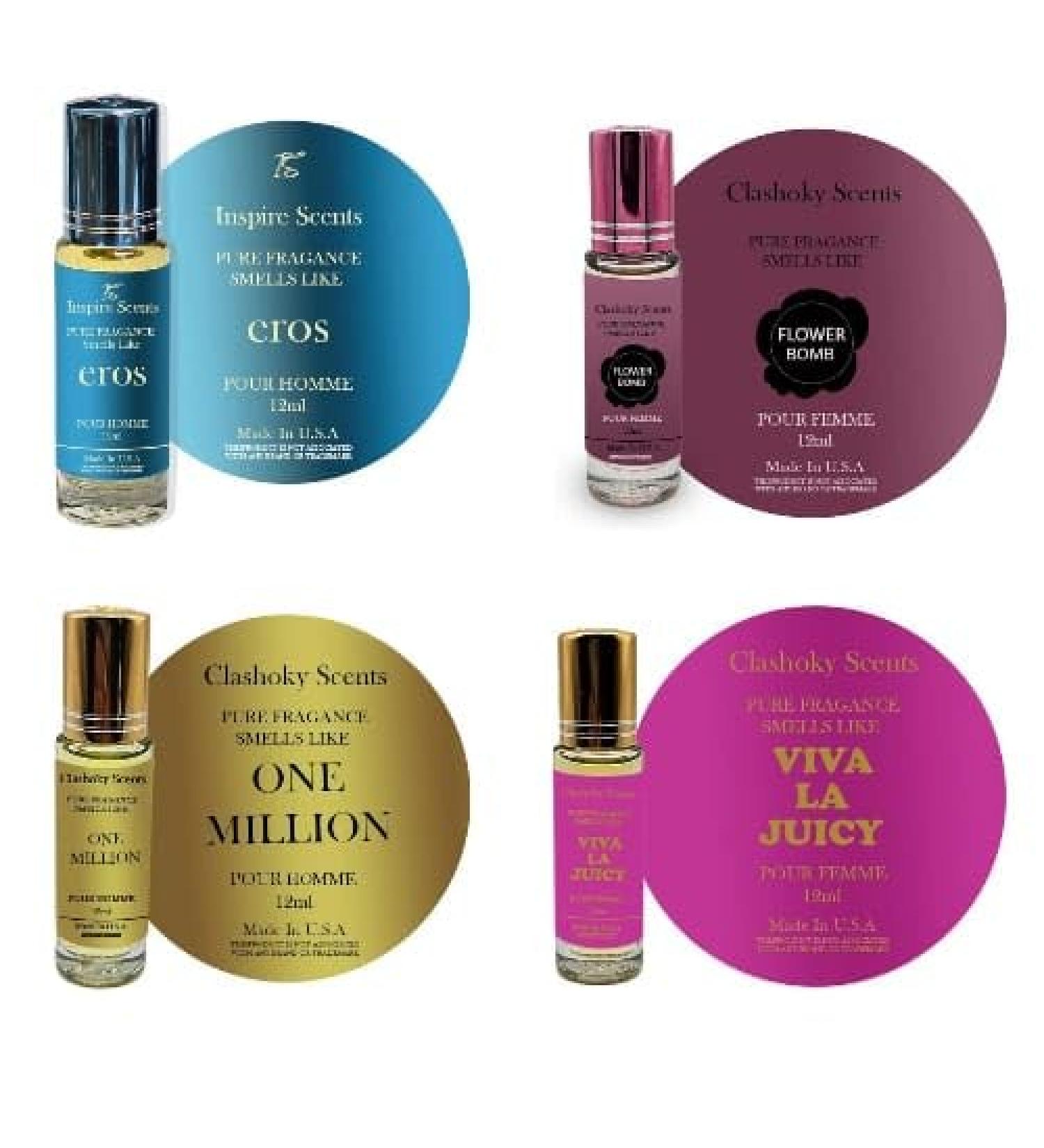 4 Fragrances roller Clashoky Scents Designer Inspired Perfume Oil Set 15ml Pour Homme and Pour Femme Collection - Buy Online on GoSupps.com