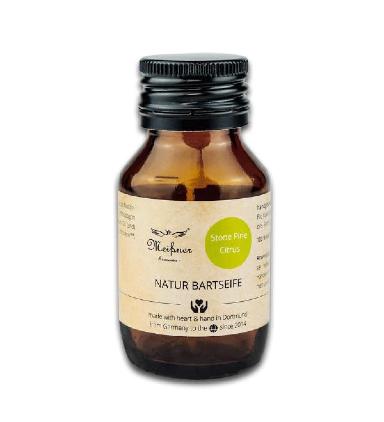 Meißner Tremonia Stone Pine Citrus Bar Soap - 50ml Vegan Beard Shampoo with Organic Olive Oil - Natural Daily Care for Men - Buy Online on GoSupps.com