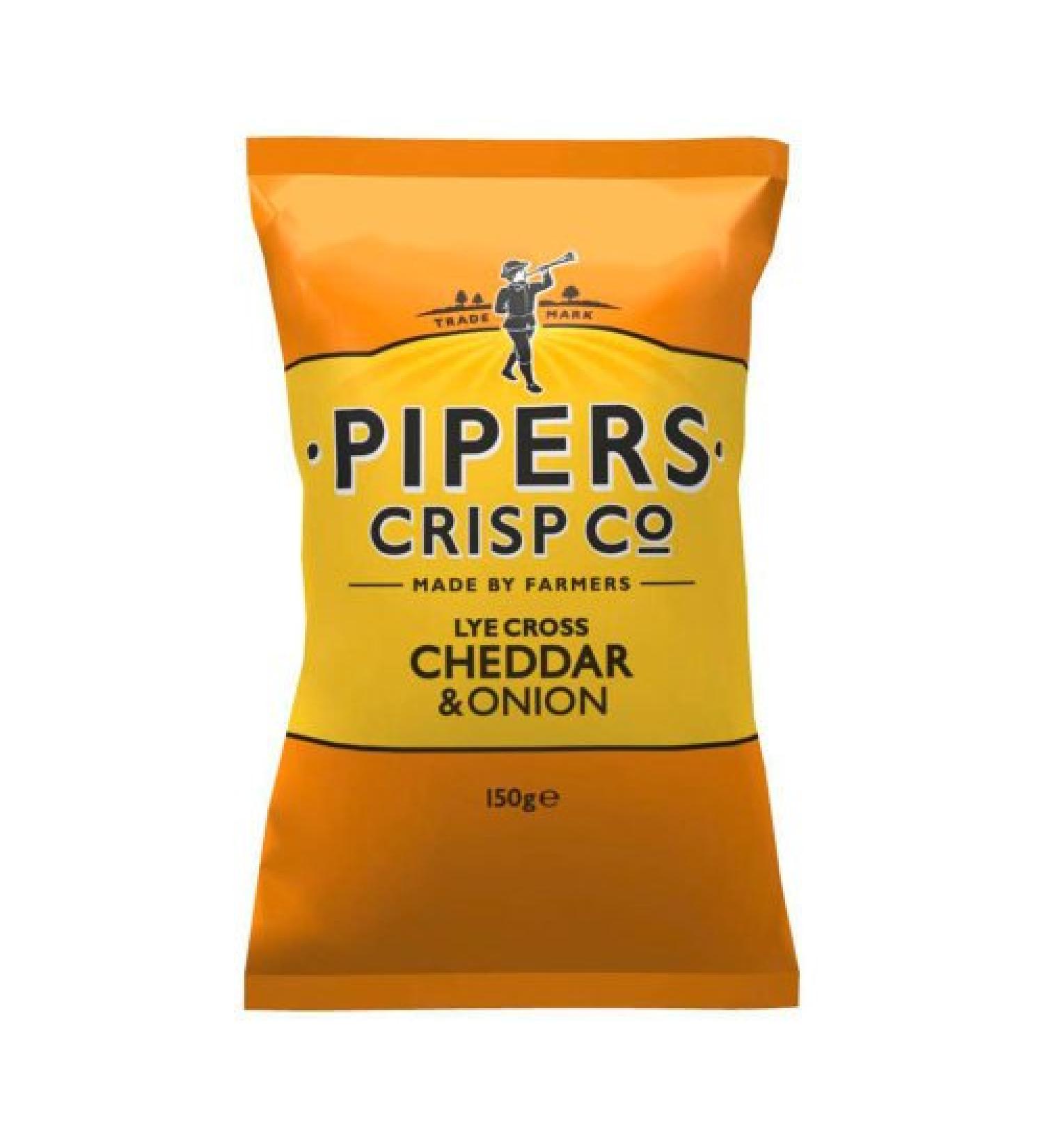 Pipers Crisps PIPERS Lye Cross Cheddar & Onion Potato Chips 150 g