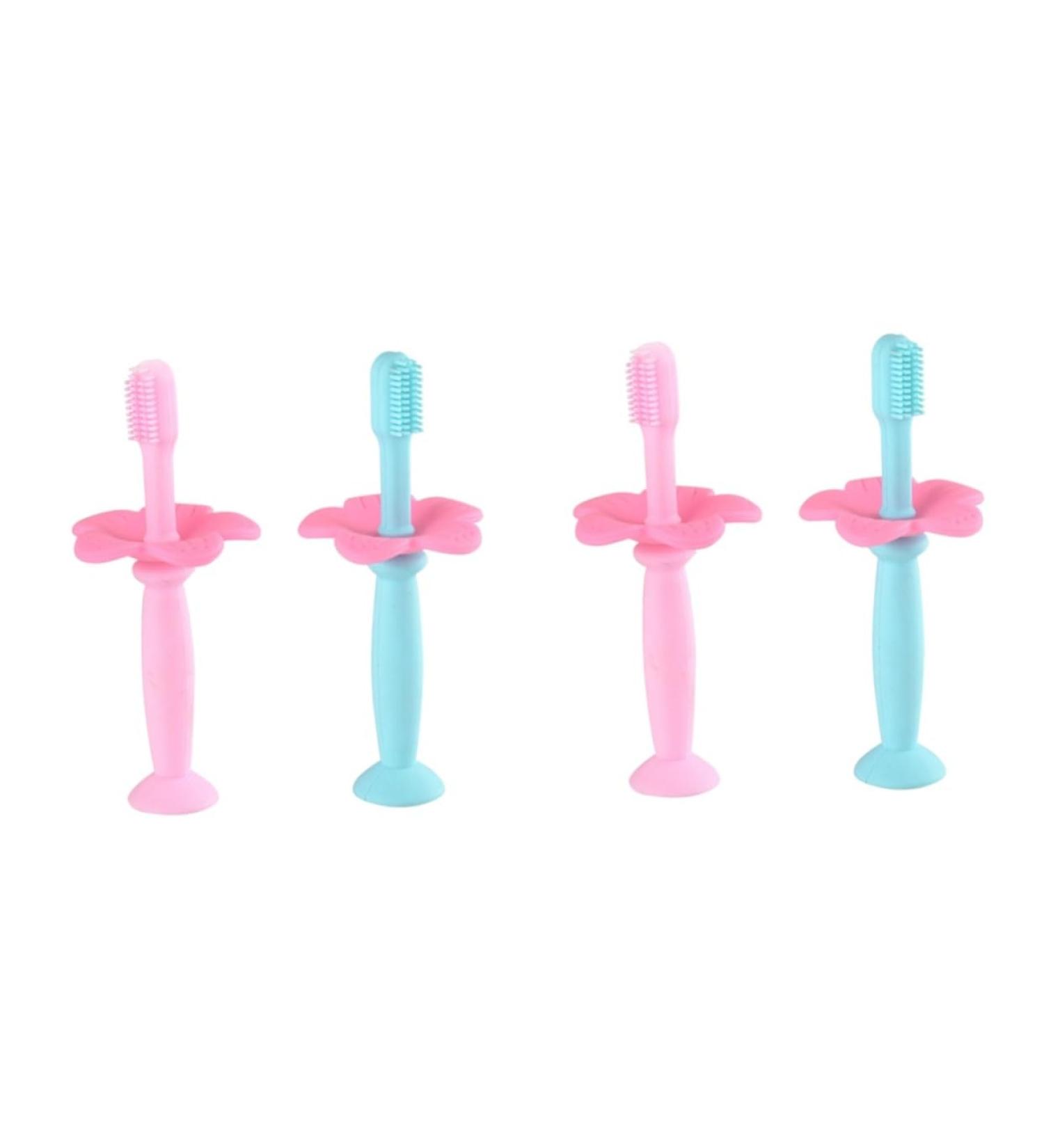 FRCOLOR 4 Pcs Kids Silicone Toothbrush Set - Soft Bristles & Travel-Friendly Design for Infants and Children - Buy Online on GoSupps.com