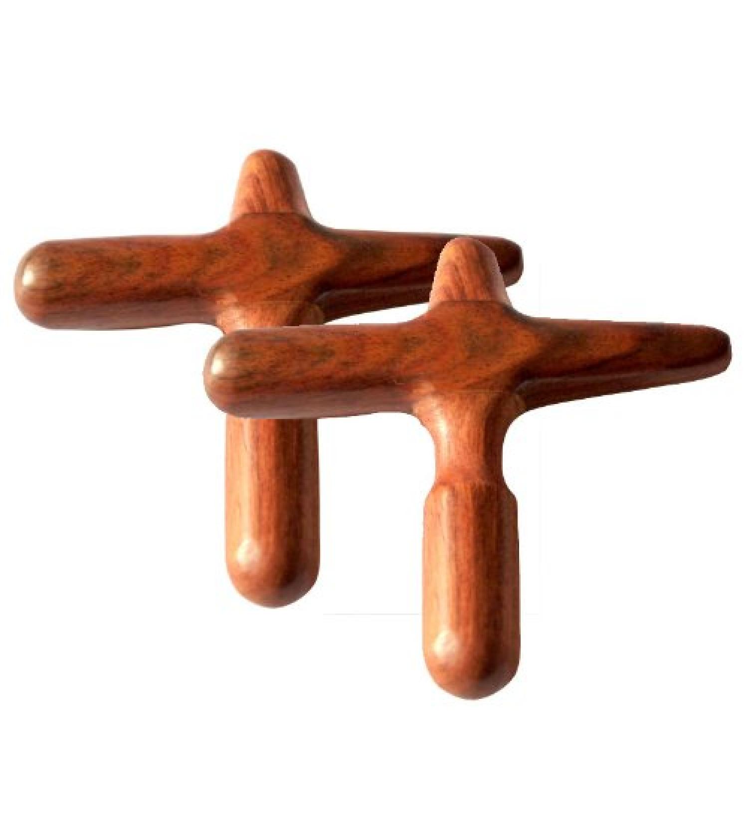 2 x Asian massage cross made of wood