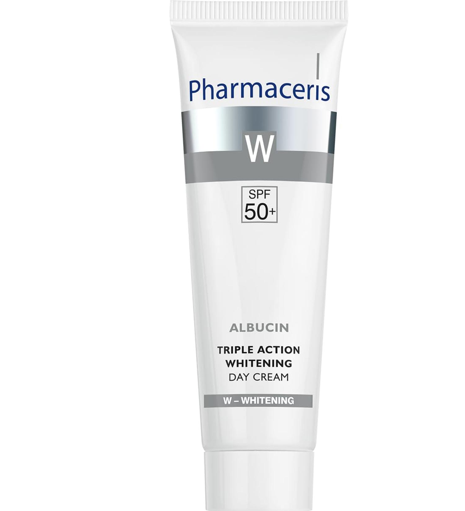 Pharmaceris W Albucin Triple Action Whitening Day Cream SPF 50 Cream for Discolored Skin UV Protection 4% Niacinamide Vitamin E - 30 ml - Buy Online on GoSupps.com