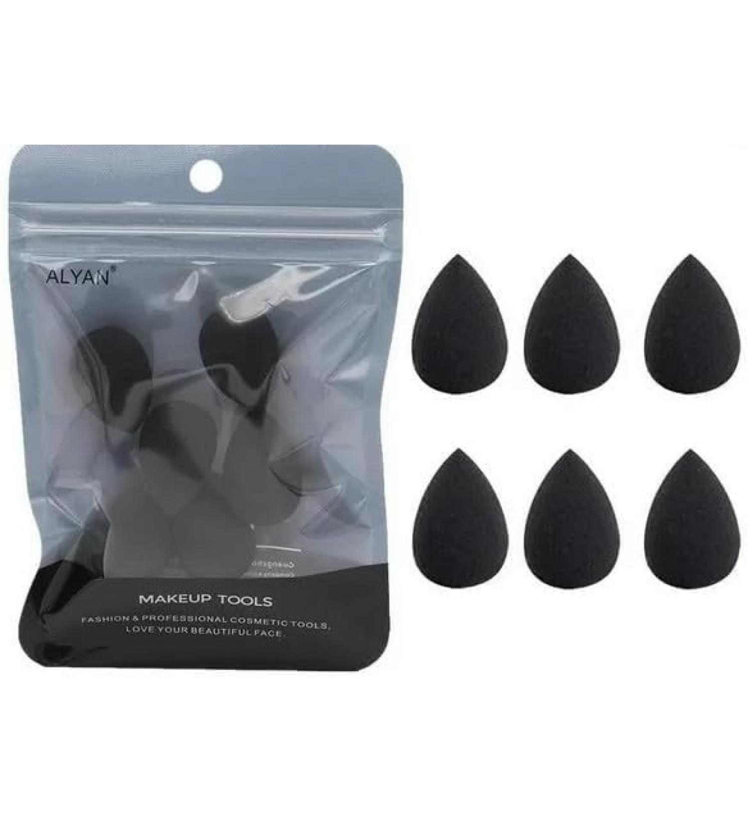 6Pcs Black Mini Makeup Sponge Small Beauty Sponge Blender Set for Foundation Powder Concealer Highlight and Eye Shadow Fashion Processing - Buy Online on GoSupps.com