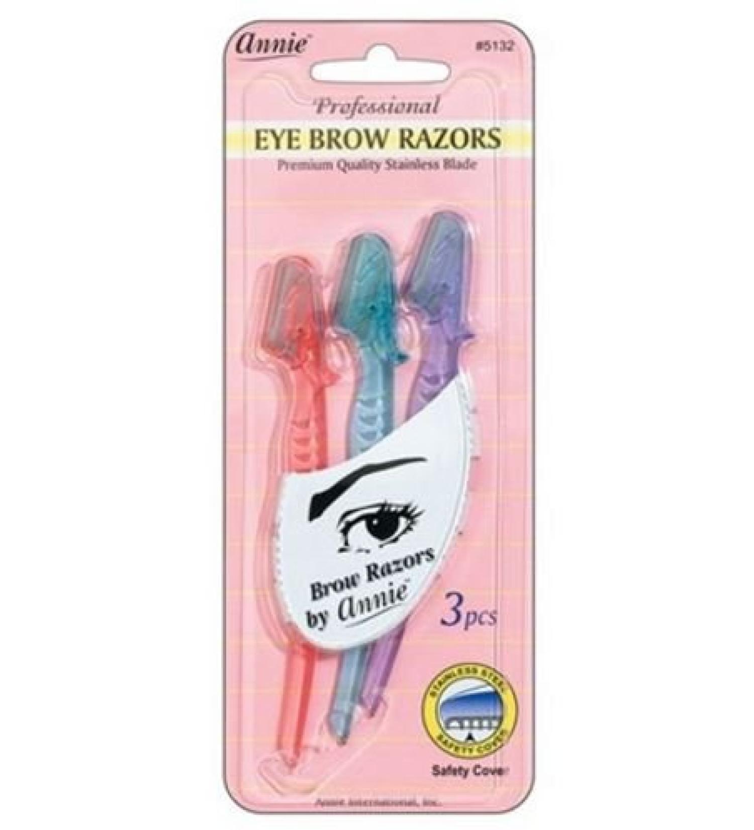 Annie Eyebrow Razor Set 3ct Asst Color