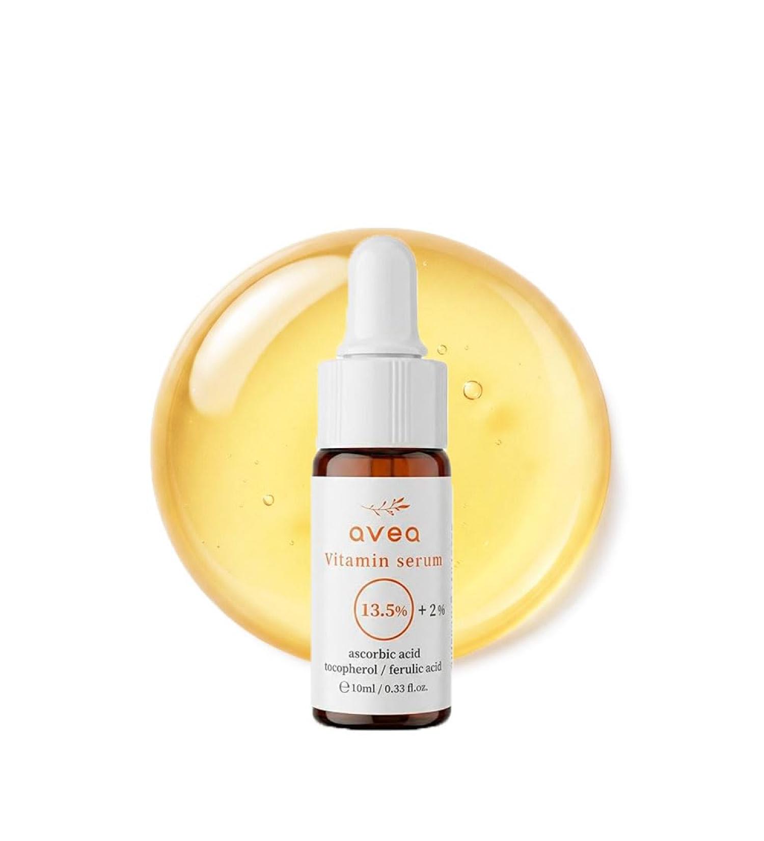 AVEA Vitamin Serum 16.5 13.5% Pure Vitamin C + Ascorbyl Glucoside Vitamin E & Ferulic Acid Radiance & Even-Tone Support Lightweight Non-Sticky Formula 10ml / 0.33 fl oz - Buy Online on GoSupps.com