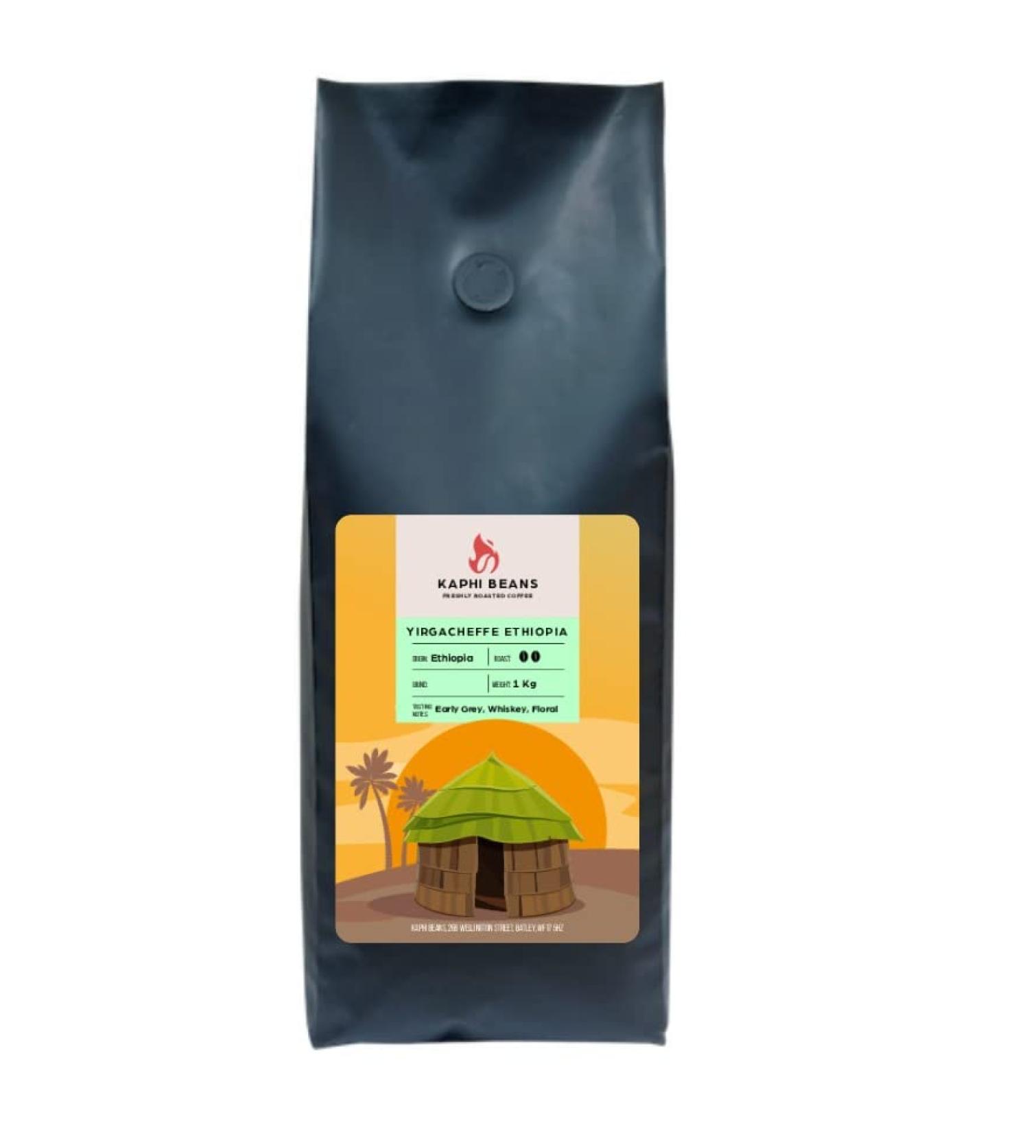 Kaphi Beans Roasted Coffee - Yirgacheffe Ethiopia - Medium Roast - 100% Arabica Beans - Freshly Roasted Whole Beans (Pack Of 1kg) - Buy Online on GoSupps.com