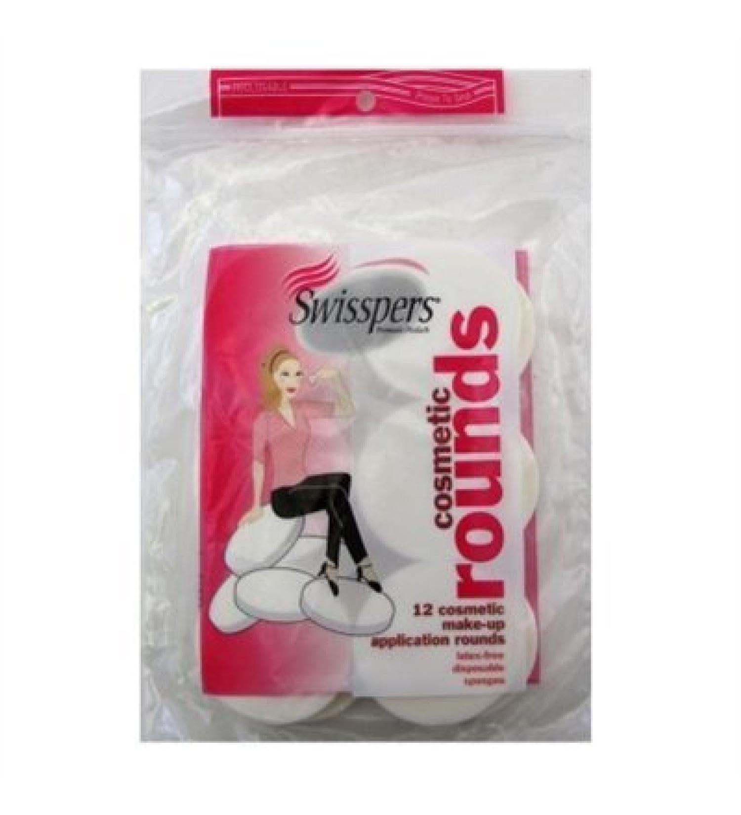 Swisspers Cosmetic Makeup Rounds 12 Count (Latex-Free) (3 Pack)