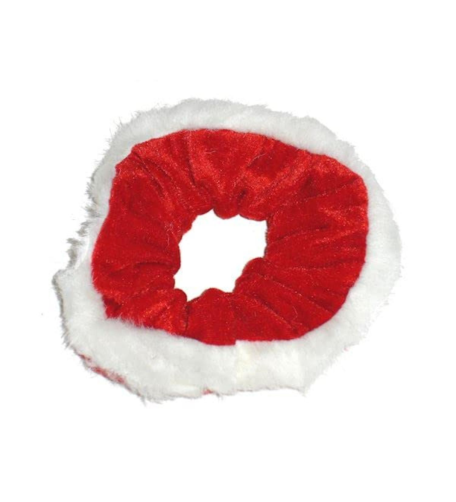 Christmas Red Velvet And White Fur Trim Hair Scrunchie Bobble Elastic Hair Band for Women Girls by Glitz4Girlz