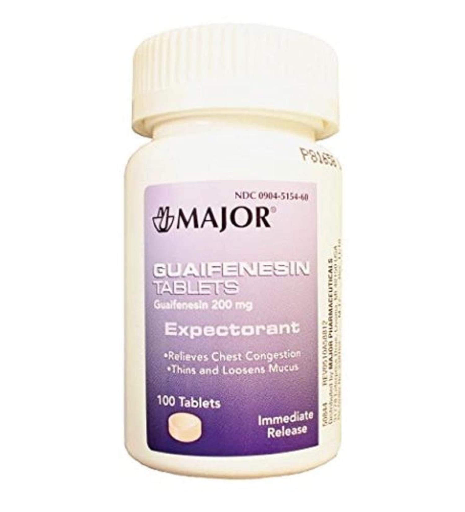 Major Pharmaceuticals 238162 Guaifenesin Tablet 200mg