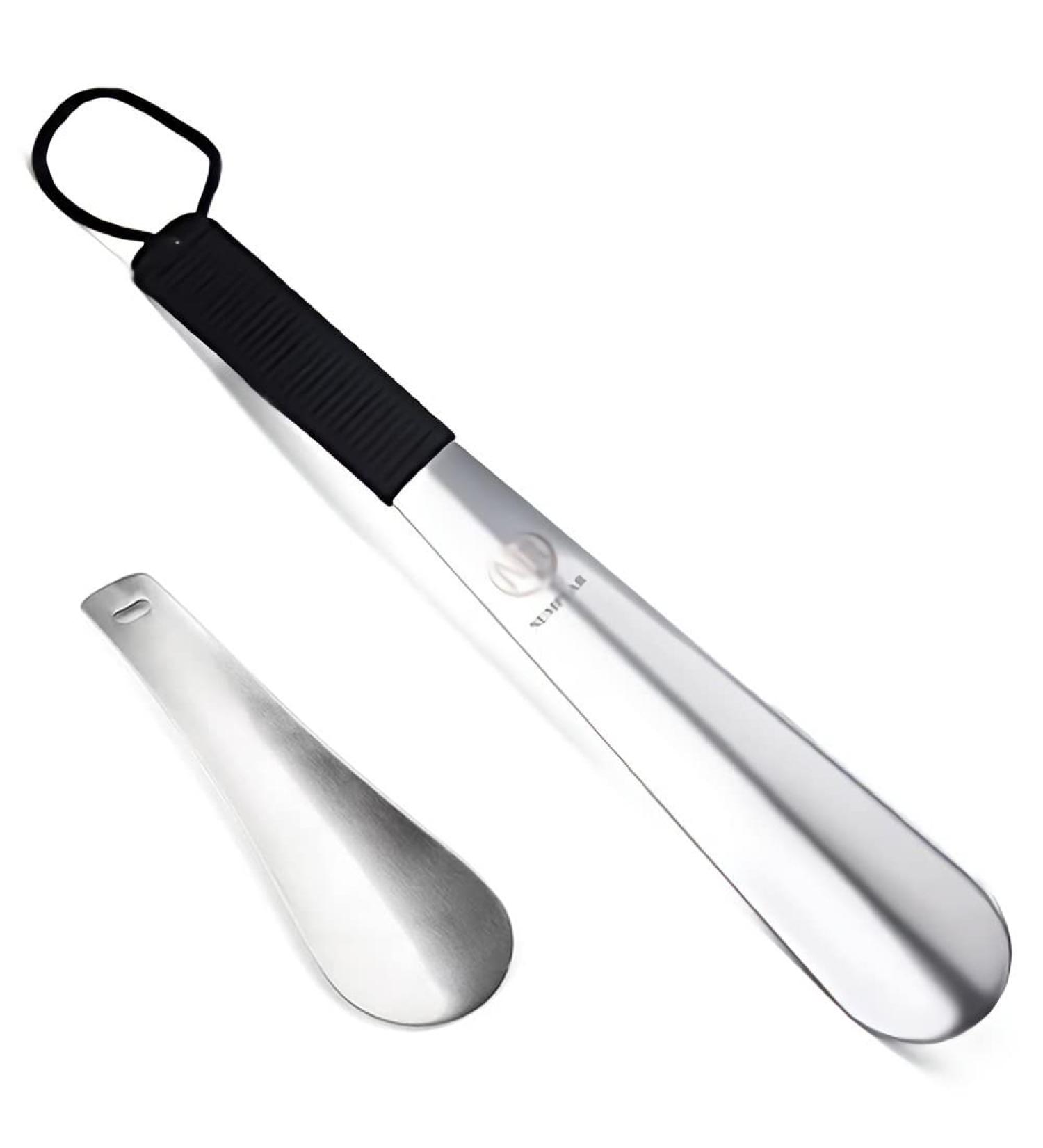 Hand-Made Metal Shoehorn | 12-Inch Manual Binding Handle for Men, Women, Kids, Travel & Boots | Elderly, Pregnancy-Safe | Black - Buy Online on GoSupps.com