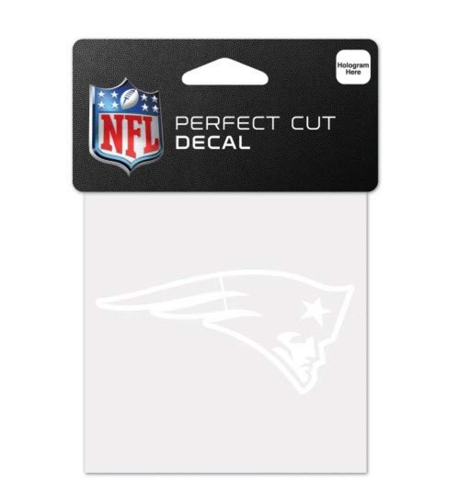 NFL New England Patriots 4x4 Perfect Cut White Decal One Size Team Color