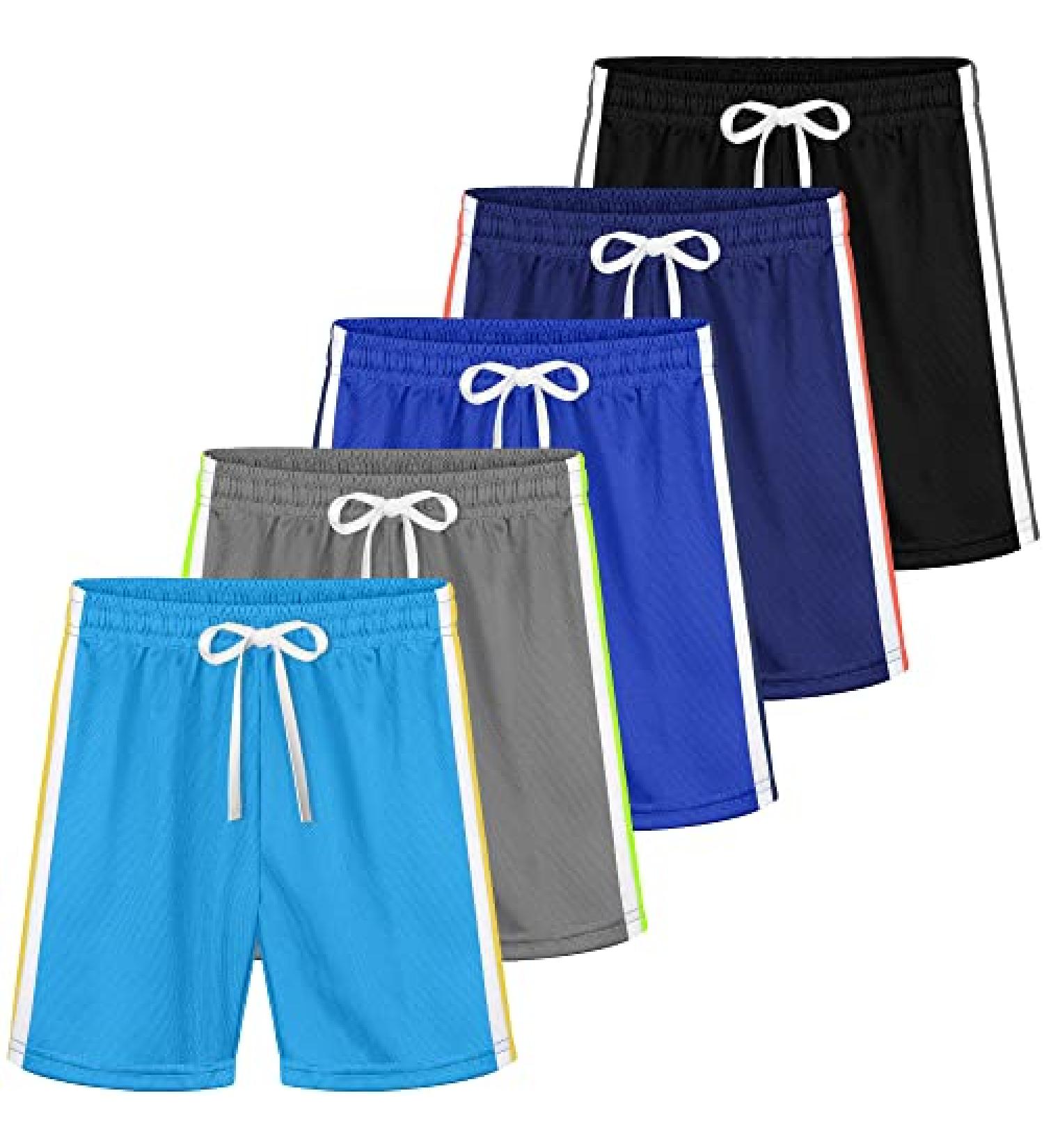 Poroka 5 Pack Toddler Boys' Mesh Shorts - Quick Dry Athletic Performance Shorts 5T (Black/Grey/Navy Blue/Royal Blue) - Buy Online on GoSupps.com
