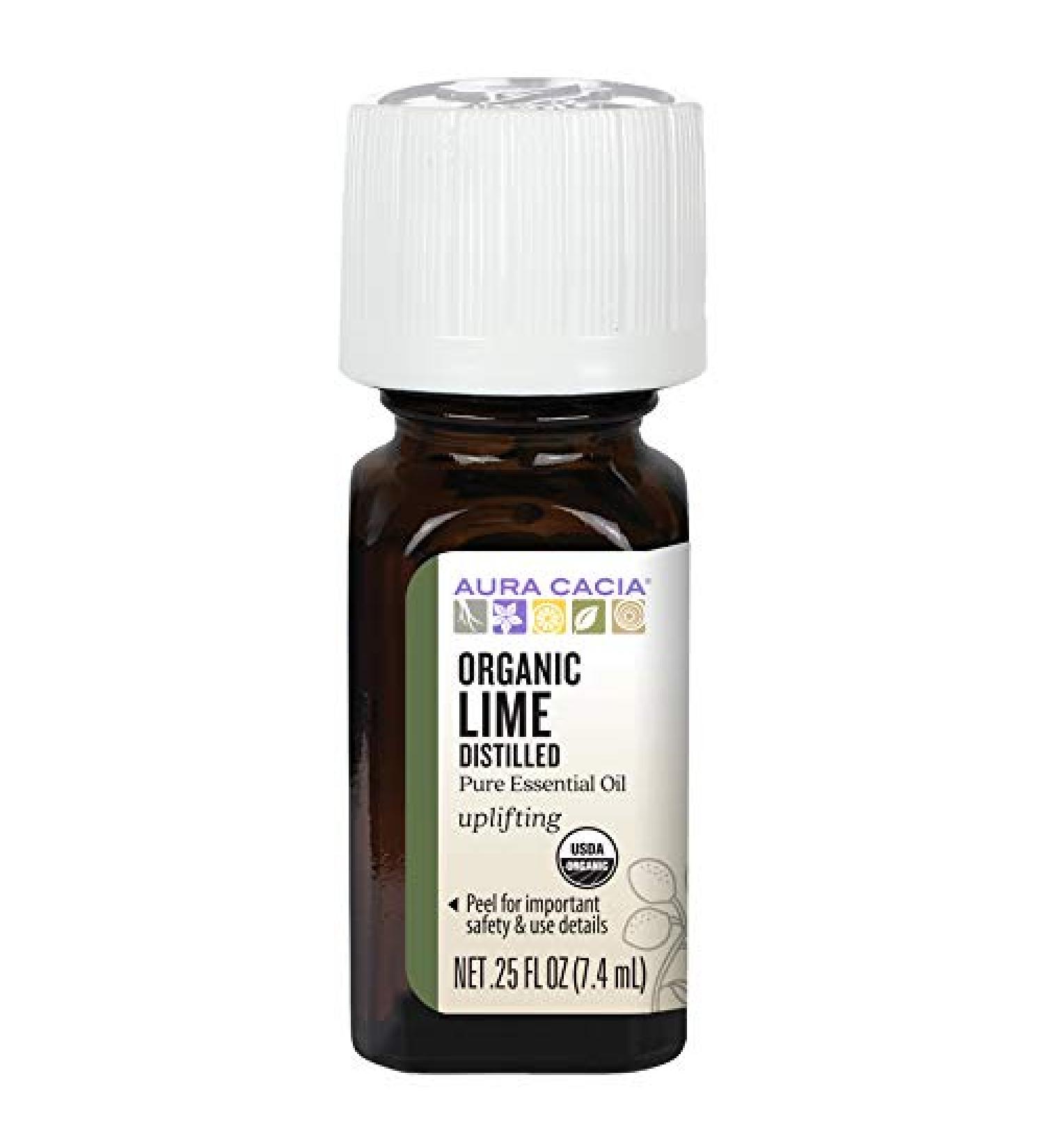 Aura Cacia Organic Lime Essential Oil 0.25 fl. oz | Pure Distilled Citrus Oil - Buy Online on GoSupps.com