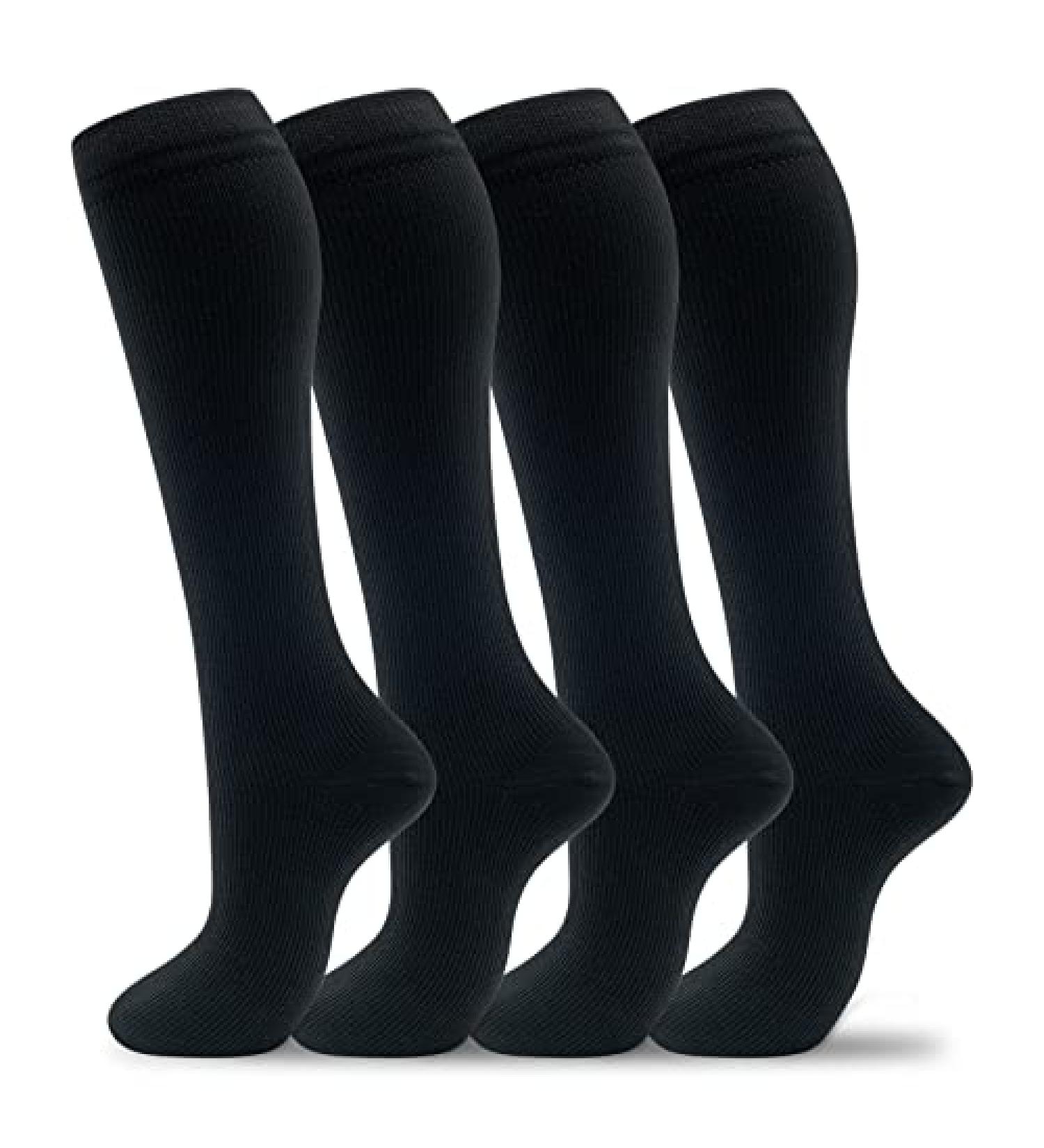 Momoya Compression Socks 20-30 mmHg for Women Men - 4 Pairs Black - Knee High Running Stocking for Travel & Athletic Use - Large-X-Large - Buy Online on GoSupps.com