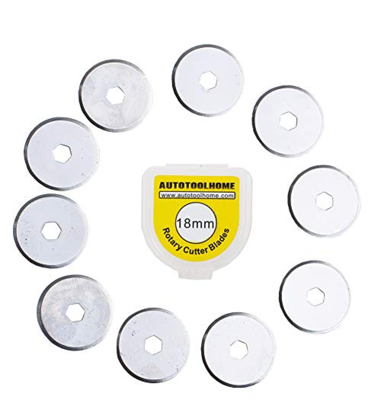 AUTOTOOLHOME 18mm Rotary Cutter Blades - 10 Pack Replacement Blades for Fabric, Paper, Quilting, Scrapbooking, Sewing, and Patchwork - Buy Online on GoSupps.com