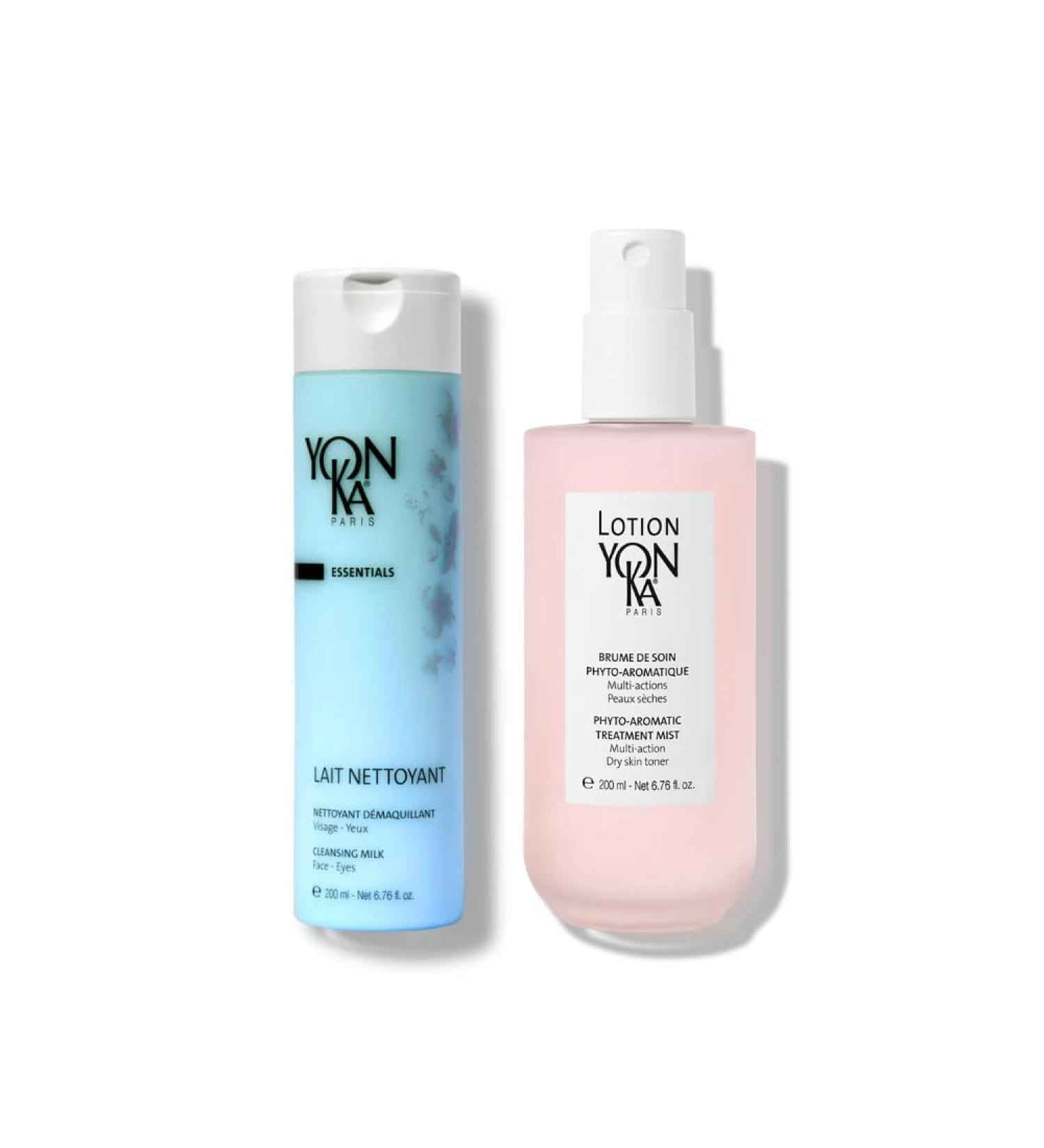 Yonka Healthy Skin Edit Bundle Yonka Dry Skin Toning Lotion 200ml Alcohol-Free Hydrating Mist + Yonka Cleansing Milk 200ml Gentle makeup remover hydrates and soothes 98% natural origin