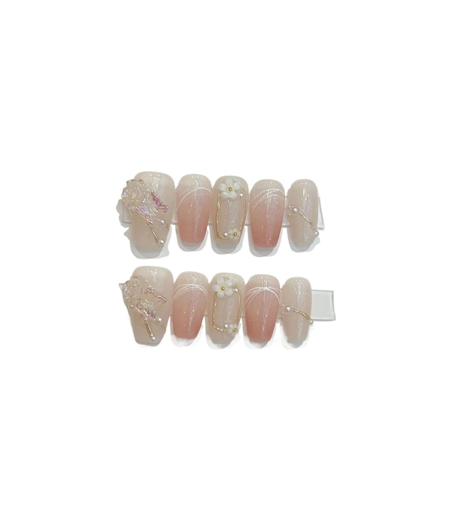 LuGema Handmade acrylic pink blush wearable false nails with glue full cover short press on nails lovely girls Nail enhancement (Color : 4 Size : S) - Buy Online on GoSupps.com