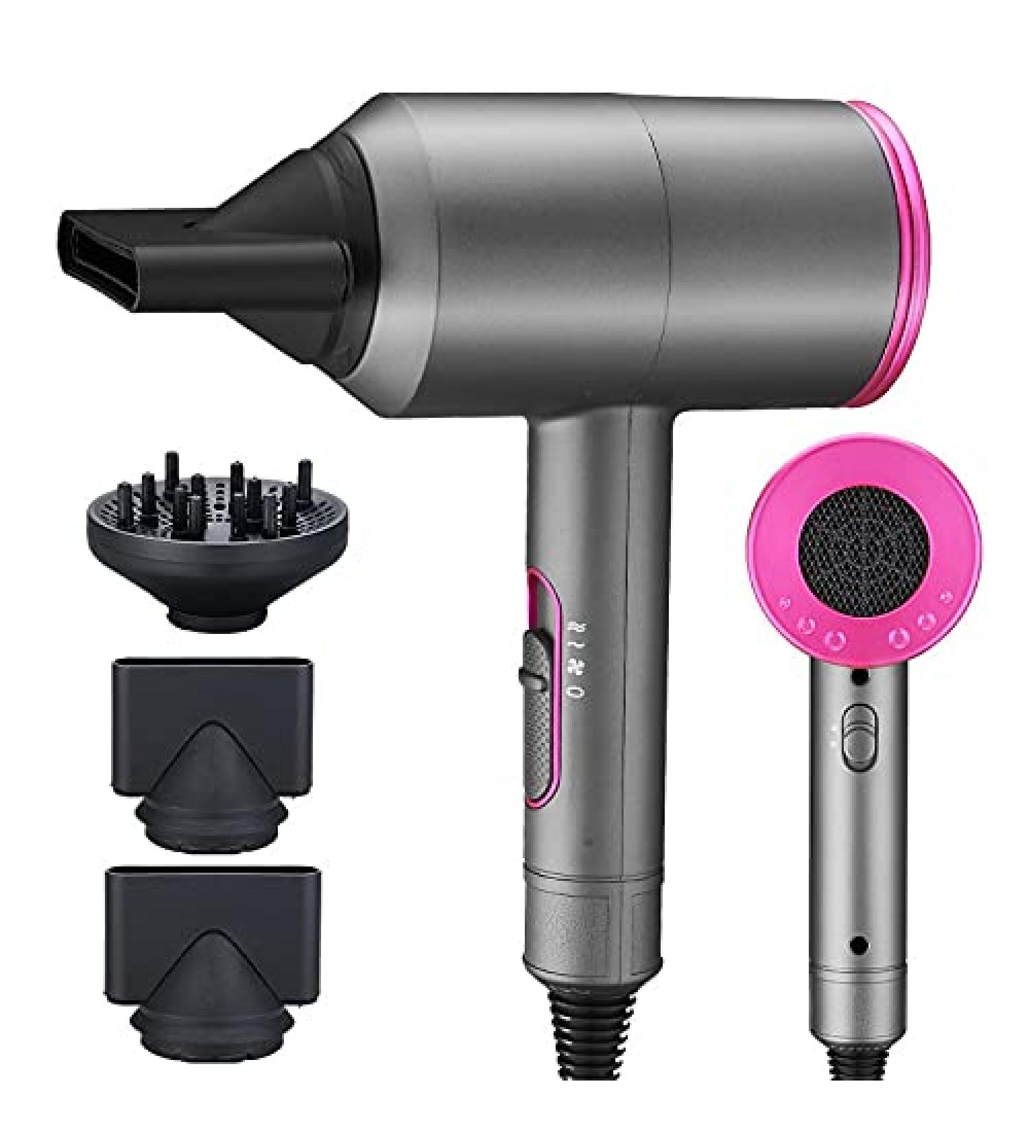Portable Ionic Hair Dryer with 2 Nozzles & 1 Diffuser 2000W Professional Powerful Blow Dryer Negative Ion Fast Quiet Drying for Hair Care 3 Heating/2 Speed/Cold Settings for Home Travel Salon - Buy Online on GoSupps.com
