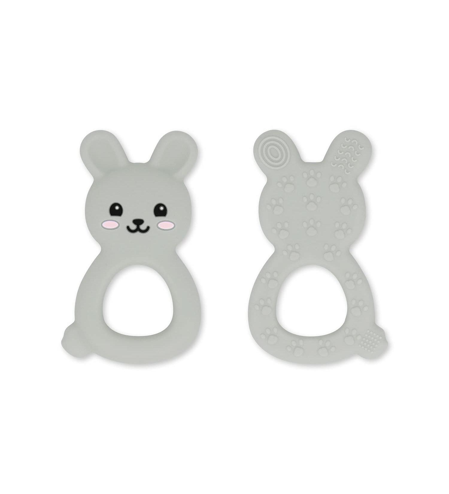 BPA-Free Silicone Bunny Teething Toy for Newborns - Soft, Cute, and Easy to Hold - Light Gray Teether for Stress-Free Teething - Buy Online on GoSupps.com