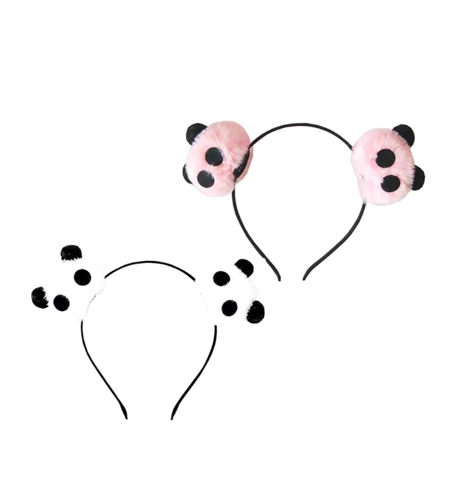 4 Pcs Panda Headband Furry Hair Hoop - Cute Cartoon Pom Pom Hair Accessories for Girls - Buy Online on GoSupps.com