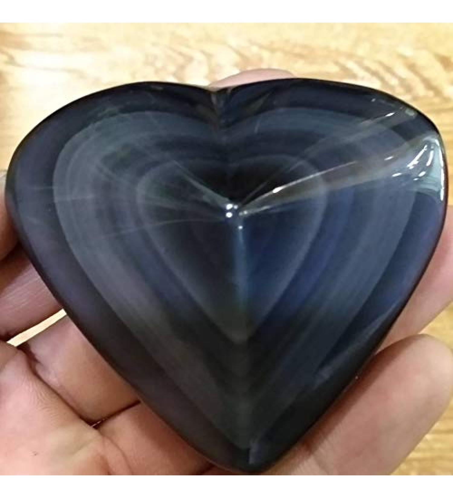 Natural Crystal Rough 140g Beautiful Heart Shape Natural Crystal Rainbow Eye Obsidian Stones - Buy Online on GoSupps.com