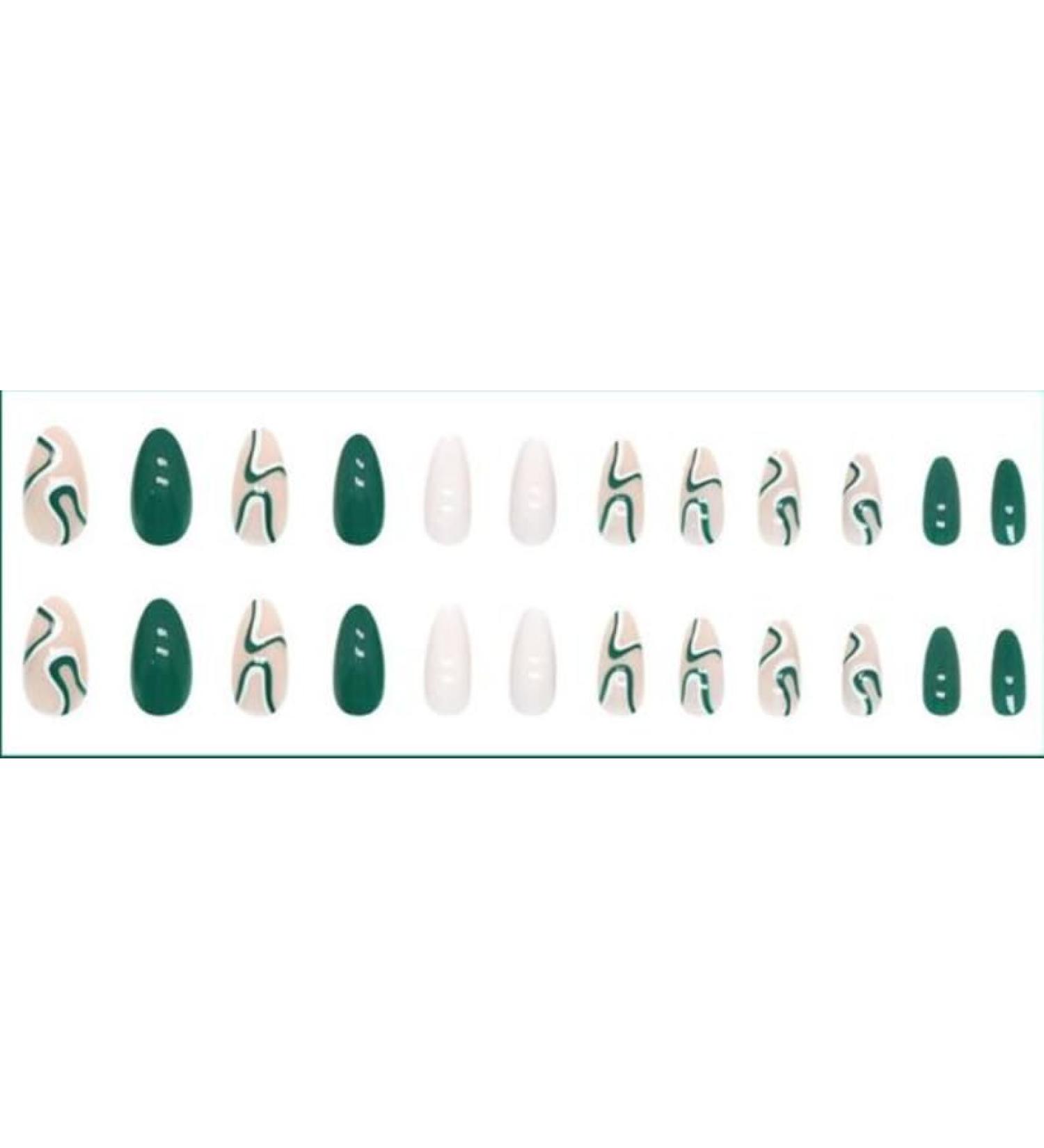 Premium Quality Press-On Nail Set Reusable Fashionable & Easy Application (green)