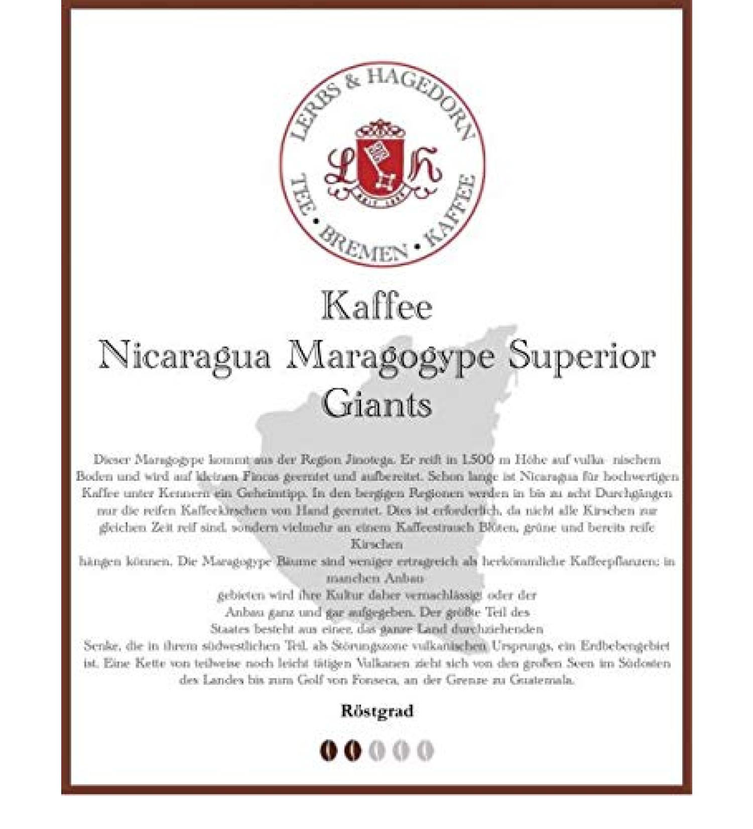 Lerbs & Hagedorn Nicaragua Maragogype Superior Giants Coffee 1kg
