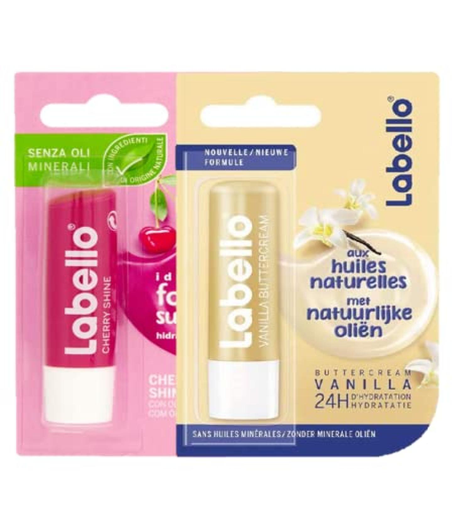 Gusti Lip Balm 4.8g Blend 2 Pack Labello Vanilla Buttercream & Cherry Shine 24 Hour Long Lasting Lip Care & Moisture - Buy Online on GoSupps.com