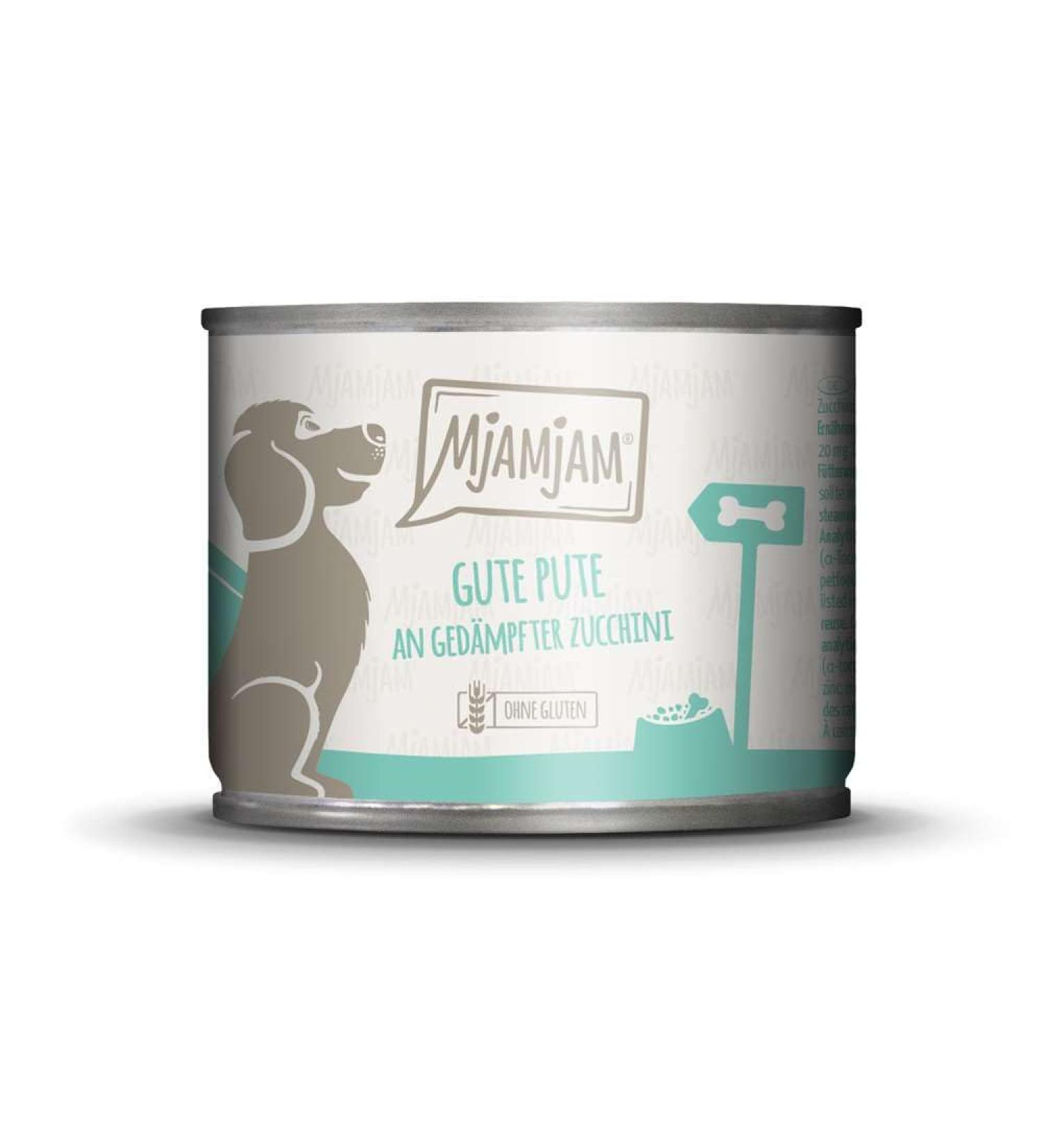 MjAMjAM - Premium Wet Dog Food - Healthy Guinea Fowl on Boiled Rice with Steamed Zucchini, 1 Pack (1 x 200 g), Grain Free with Extra Meat