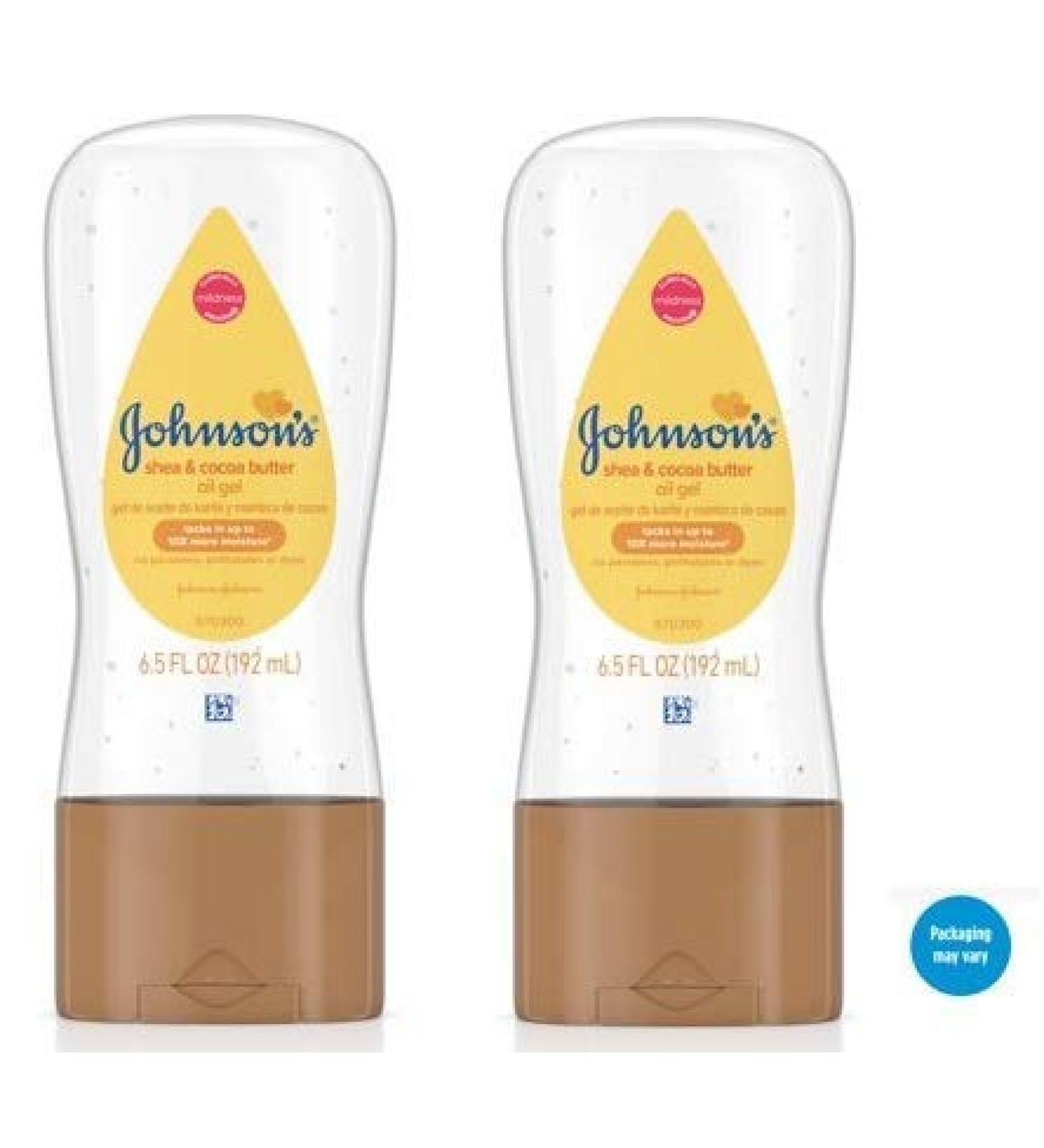 Johnsons Baby Oil Gel with Shea & Cocoa Butter, 6.5 fl. oz (Pack of 2)