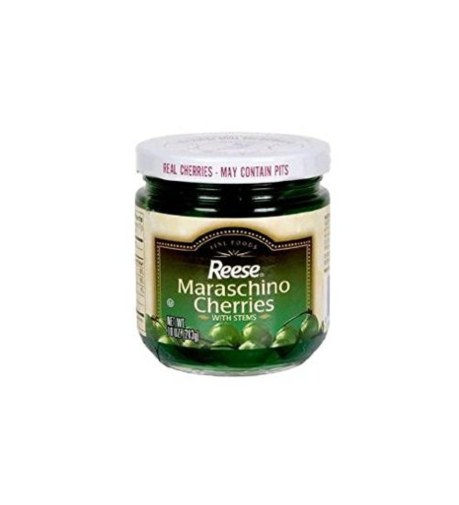 Reese Green Maraschino Cherries (Pack of 2) 10 oz Jars