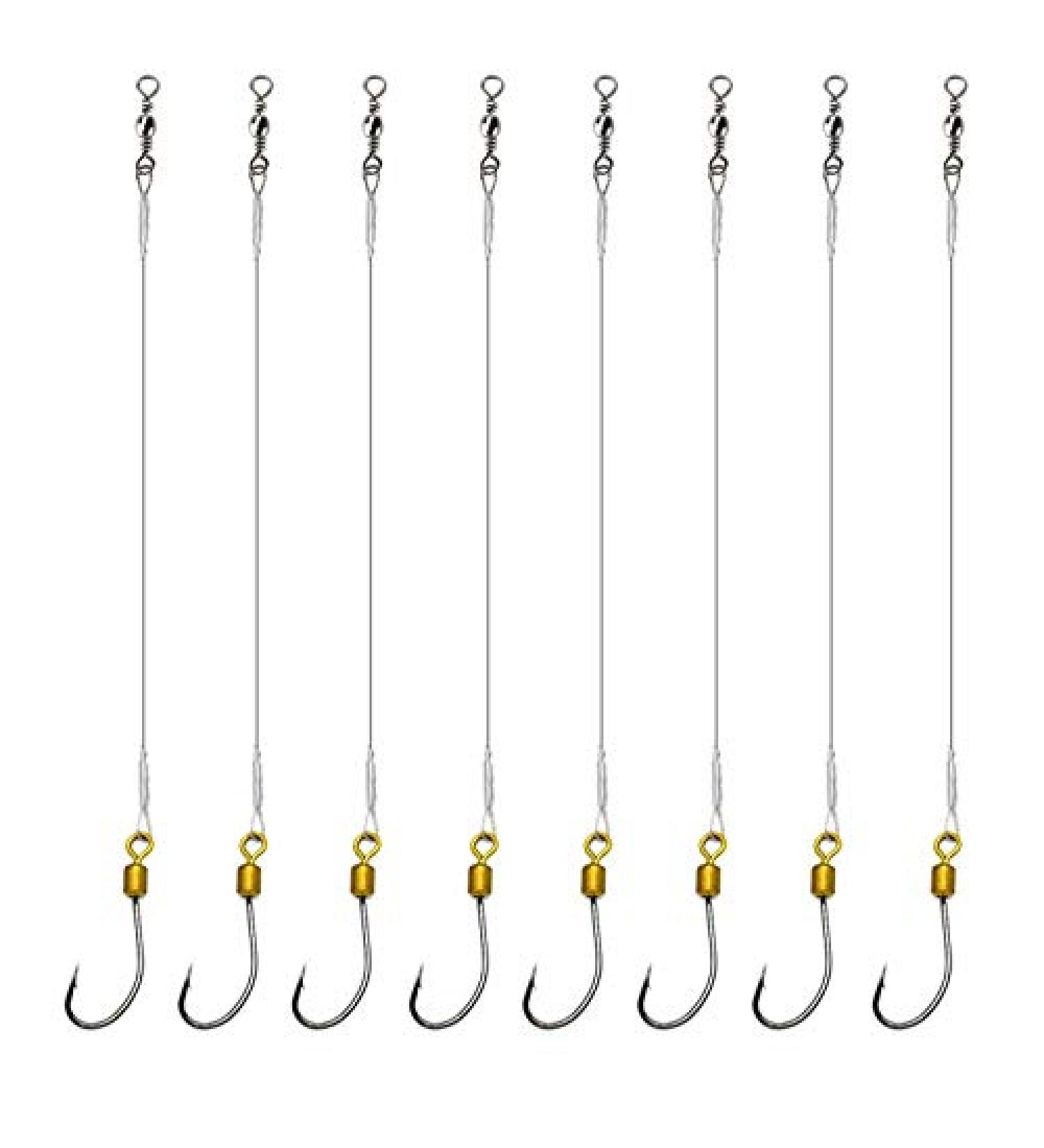 Fishing Hook with Leader 5 Hooks Fishing Rig - 7 Strands Nylon Coated Leader | Swivel Snap Hooks | 18# 1 Hook Rig - Buy Online on GoSupps.com