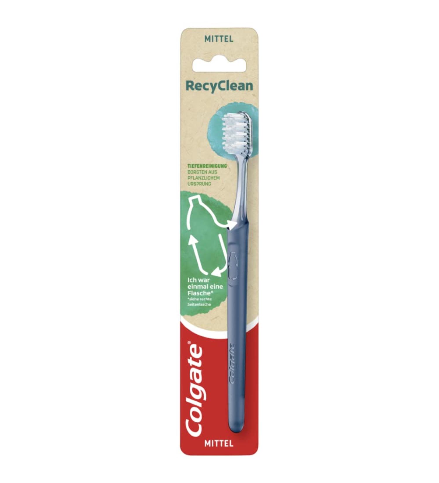 Buy Colgate RecyClean Medium Toothbrush - Eco-Friendly Manual Toothbrush with Plant-Based Bristles & 100% Recycled Plastic Handle | International Shipping Available - Buy Online on GoSupps.com