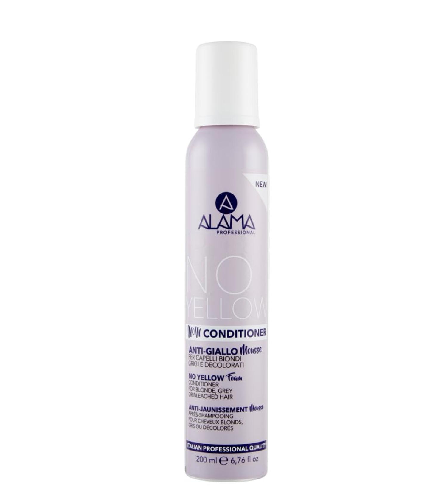 Alama Professional NO-YELLOW WOW Conditioner Mousse - Anti-Yellow Toning for Blonde Gray & Bleached Hair | Sulfate-Free 250ml - Buy Online on GoSupps.com