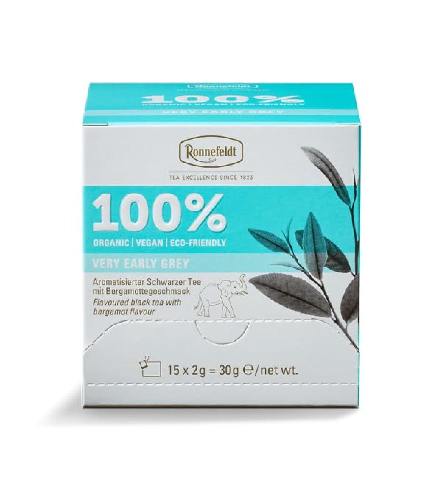 Ronnefeldt 100% Very Early Grey - Organic Flavoured Black Tea 15 Tea Bags of 2 g 30 g | Organic | Vegan | Eco-friendly Quantity: 6 Pieces - Buy Online on GoSupps.com