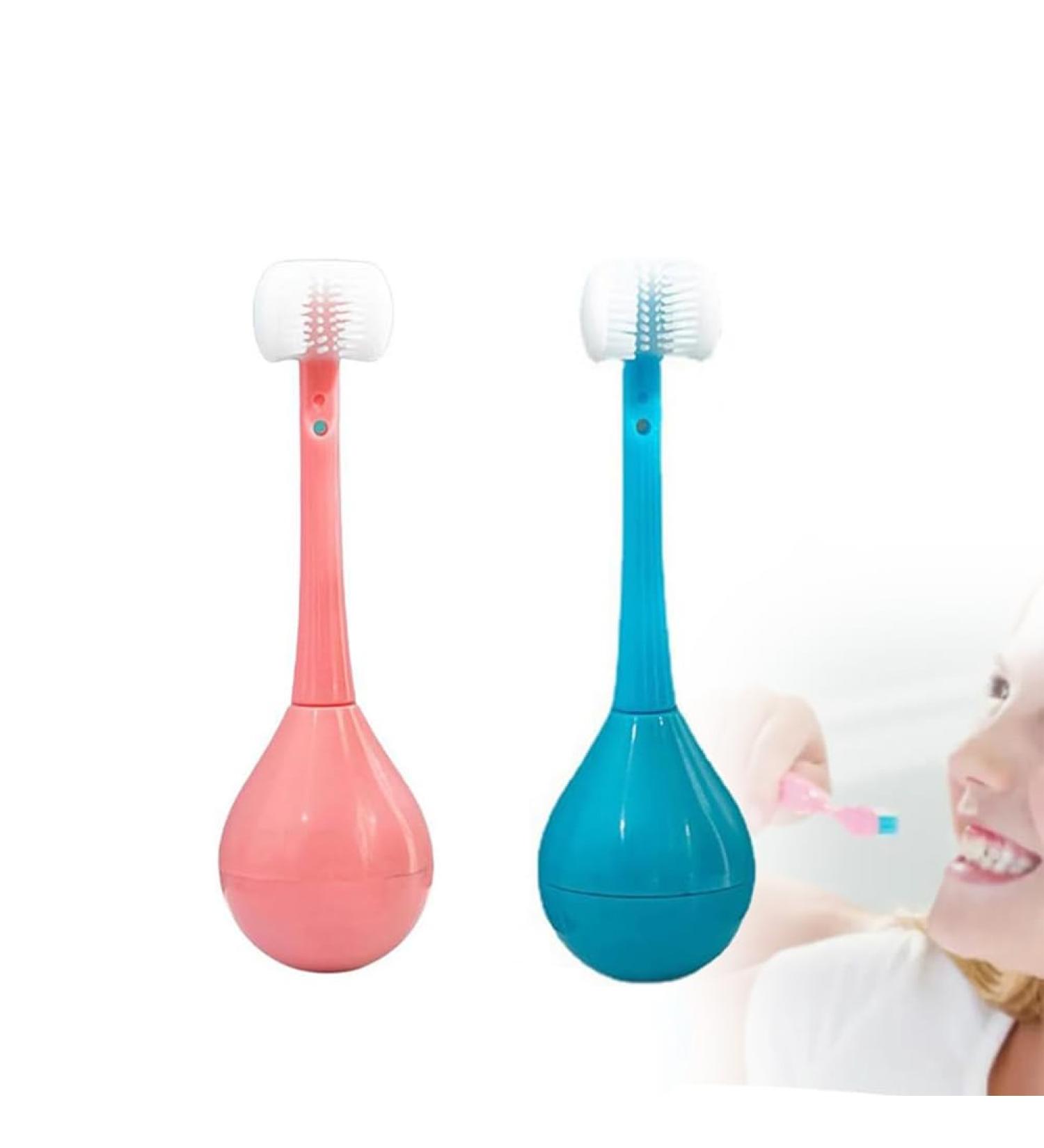 2PC All-Rounded V-Shaped Baby & Children's Toothbrush - Soft Bristles Travel-Friendly 3-Sided Design for Optimal Oral Care - Buy Online on GoSupps.com
