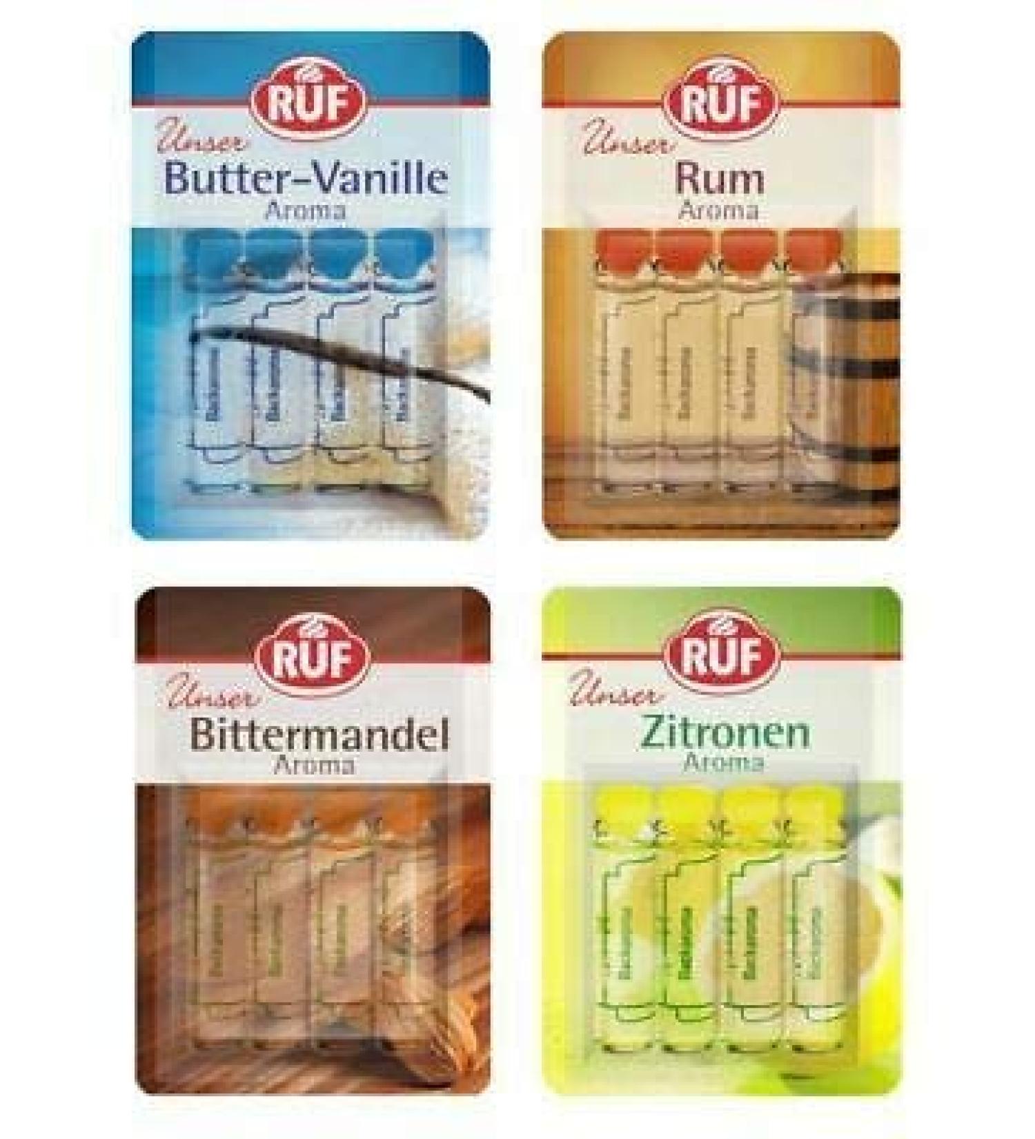 Pastry Essences in 4 Combo Flavours: Butter Vanilla Rum Bitter Almond and Lemon 16 Tubes 32g - Buy Online on GoSupps.com