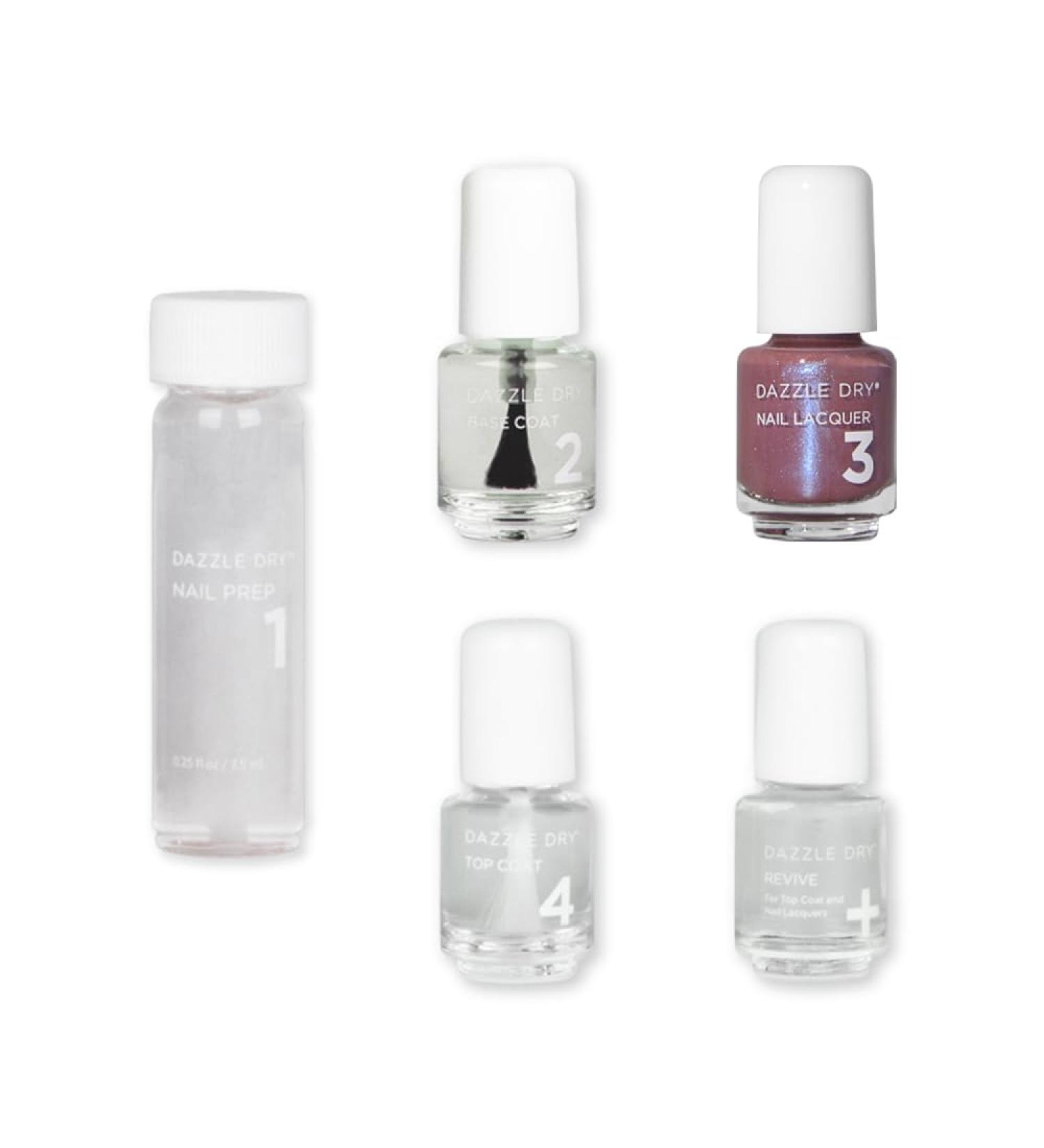 Dazzle Dry Mini Kit 4 Step System - School Spirit | Mauve with Blue Shimmer | 5 Piece Manicure Set - Buy Online on GoSupps.com