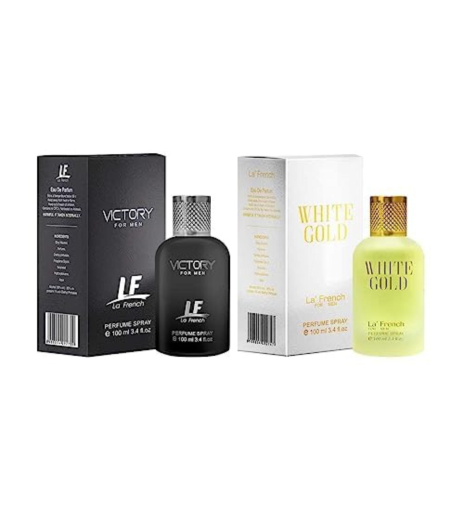 thakor craft La French Victory & White Gold Perfume Combo for Men | 100ml + 100ml' Eau De Parfum | Long Lasting Luxury Fragrance Set | Premium Scent | Perfume Gift Set (Pack of 2)