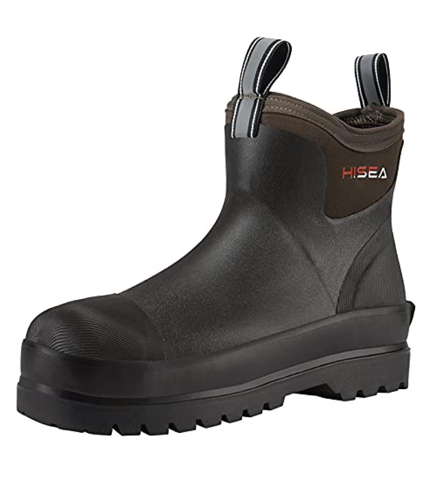 HISEA Men's Chelsea Rain Boots - Waterproof Garden Boots for Fishing, Hunting, and Outdoor Work - Size 12 Brown - Buy Online on GoSupps.com