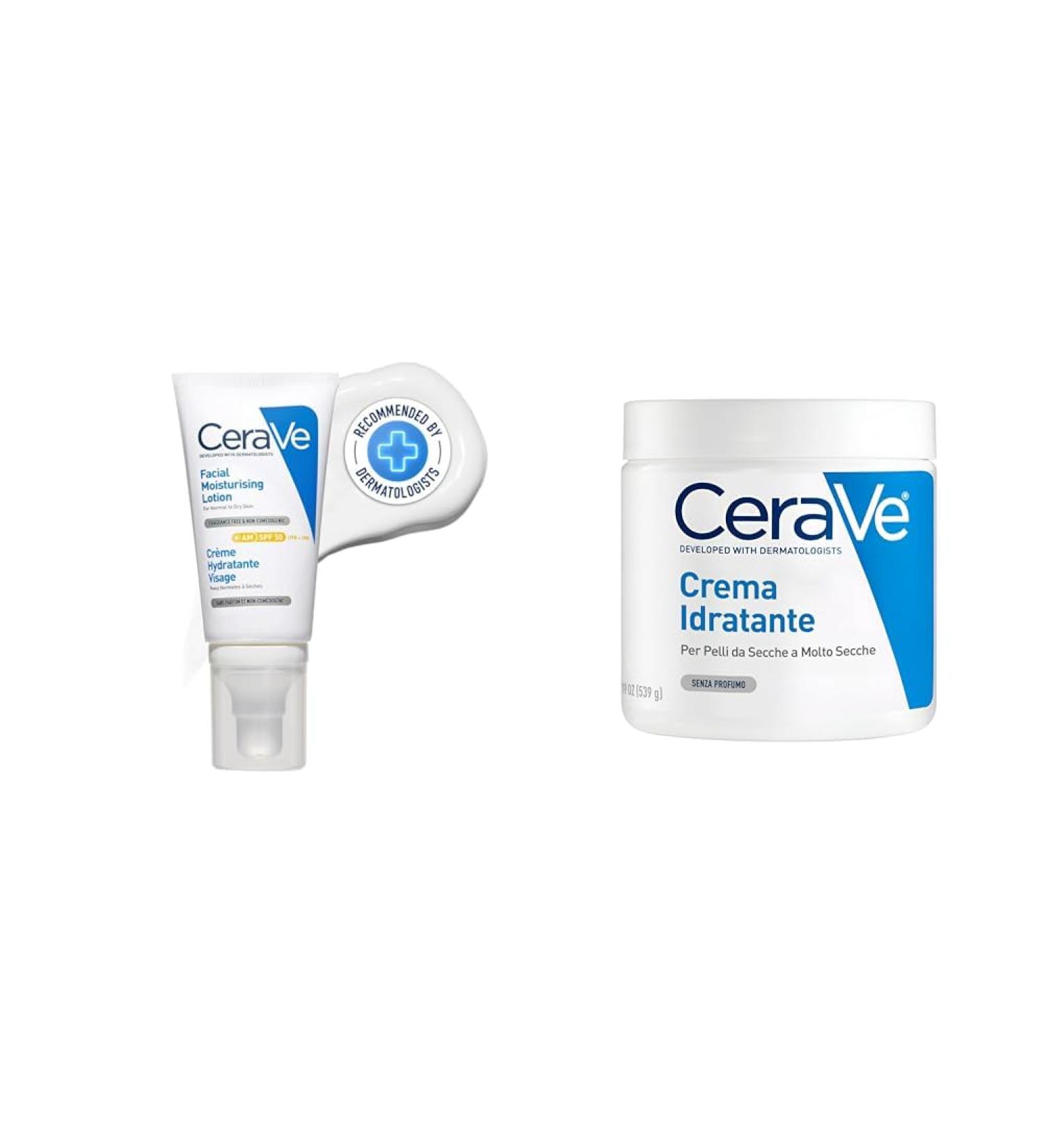  CeraVe CeraVe: 2x Moisturizing Face Cream SPF50 UVA/UVB Protection for Normal to Dry Skin (52ml) + 1x Moisturizing Face & Body Balm for Dry to Very Dry Skin (562ml) - Buy Online on GoSupps.com