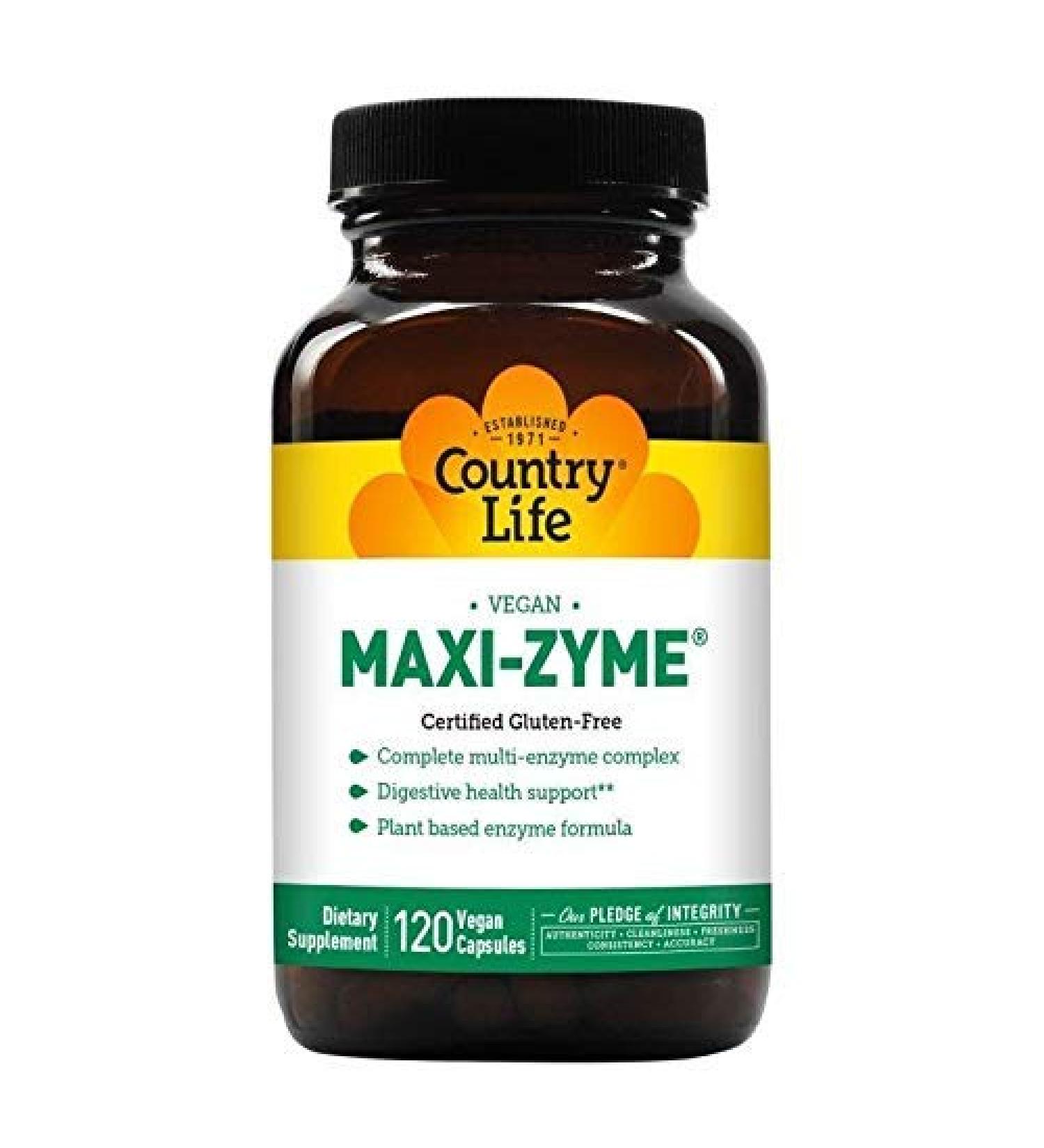 Country Life Maxi-Zyme 120 Vegan Capsules - Digestive Enzyme Support - Buy Online on GoSupps.com