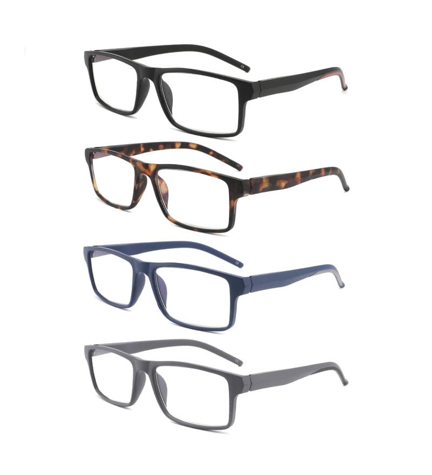 Yuluki 4 Pack Reading Glasses Blue Light Blocking Lightweight Rectangle Frame Mens Womens Computer Readers with Spring Hinge +4.0 4 Pack 4.0 x - Buy Online on GoSupps.com